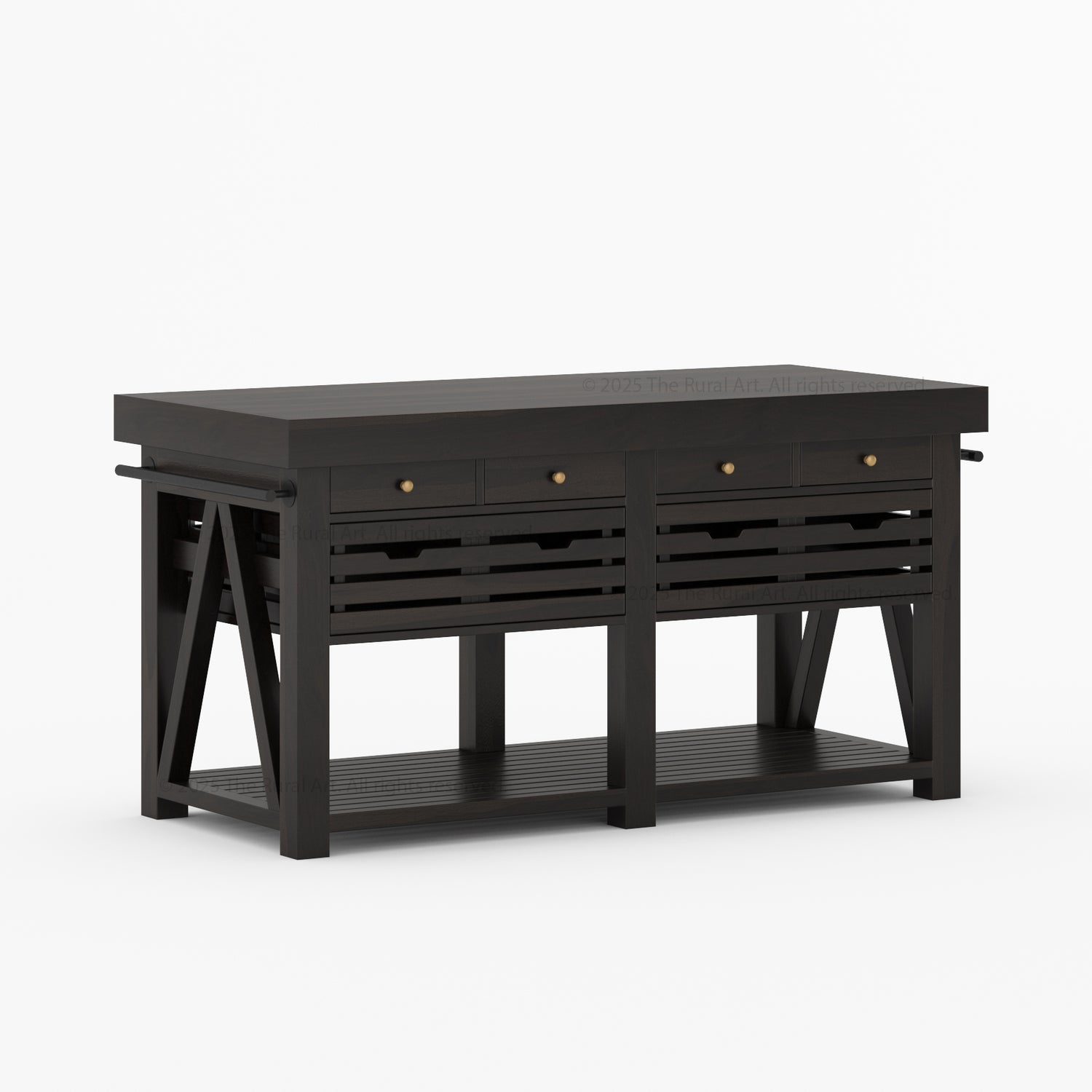 Mesa Solid Wood Kitchen Island with Drawer & Slatted Storage