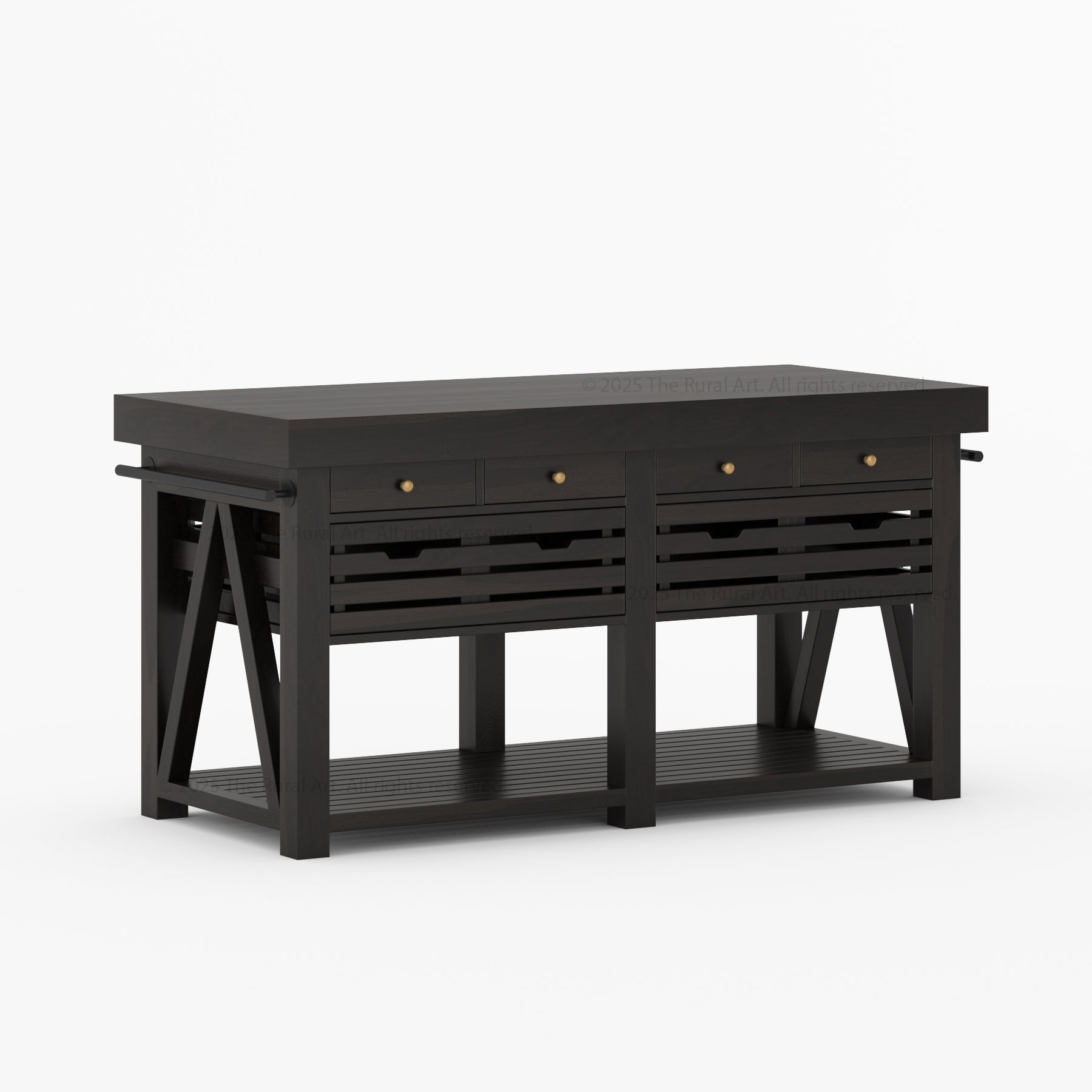 Mesa Solid Wood Kitchen Island with Drawer & Slatted Storage