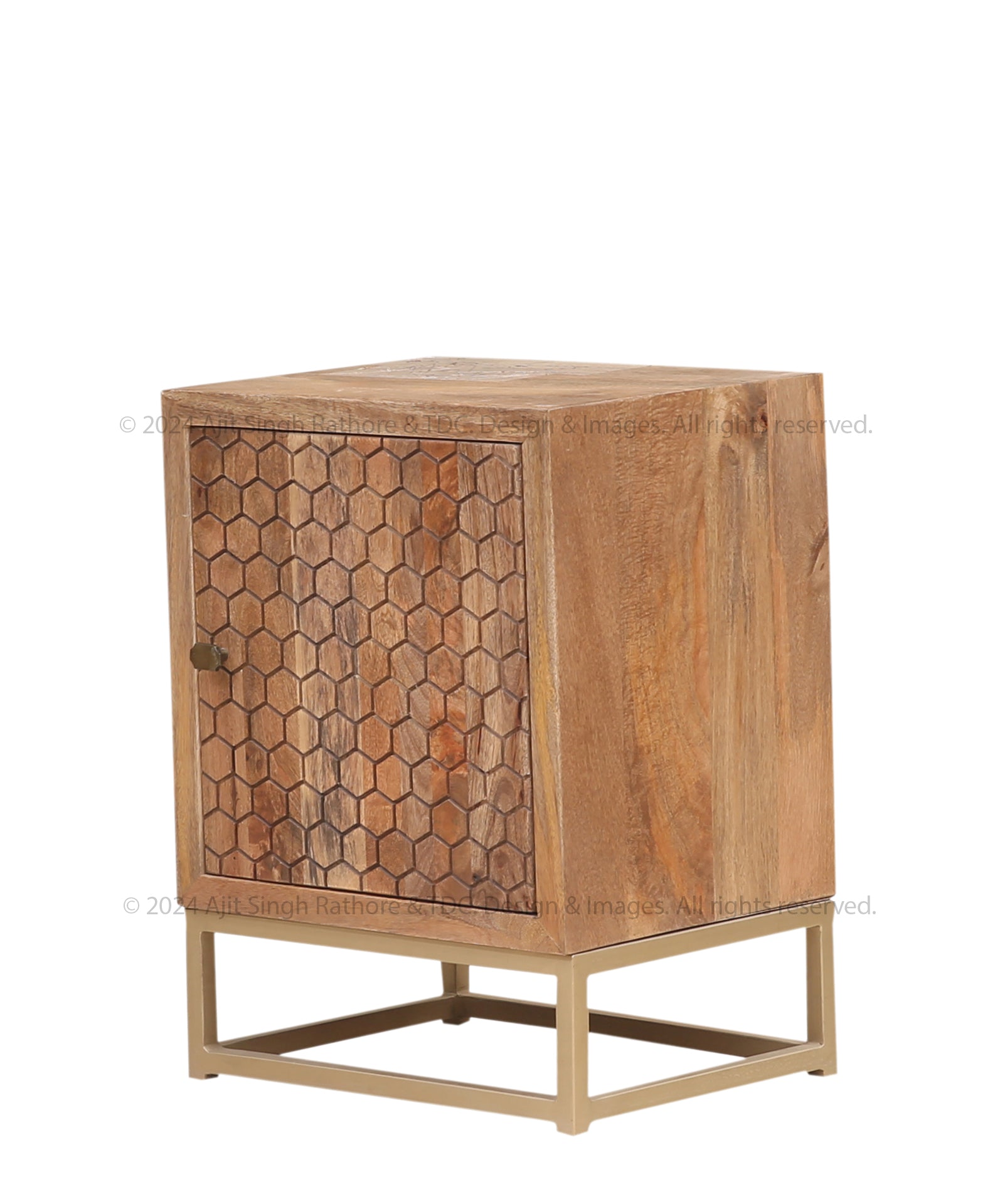 Plainfield Honeycomb Industrial Solid Wood End Table