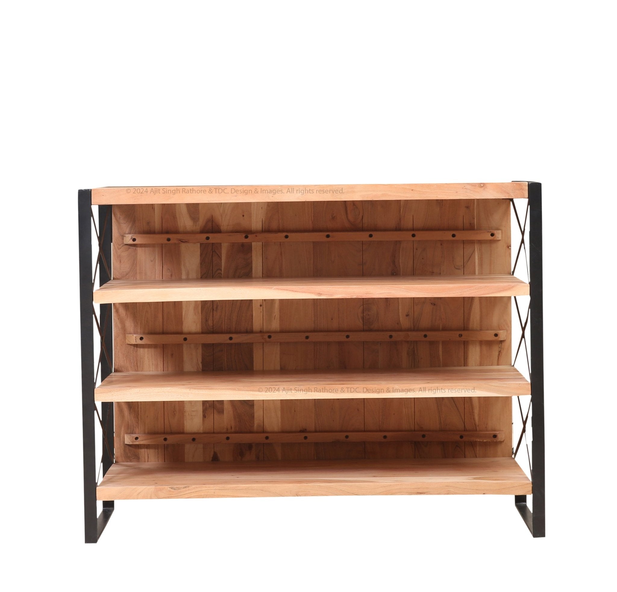 Hudson Industrial Solid Wood & Iron Bookshelf