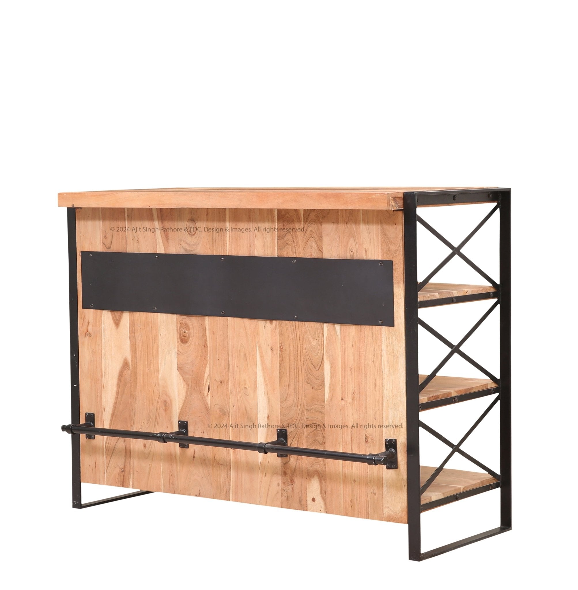 Hudson Industrial Solid Wood & Iron Bookshelf