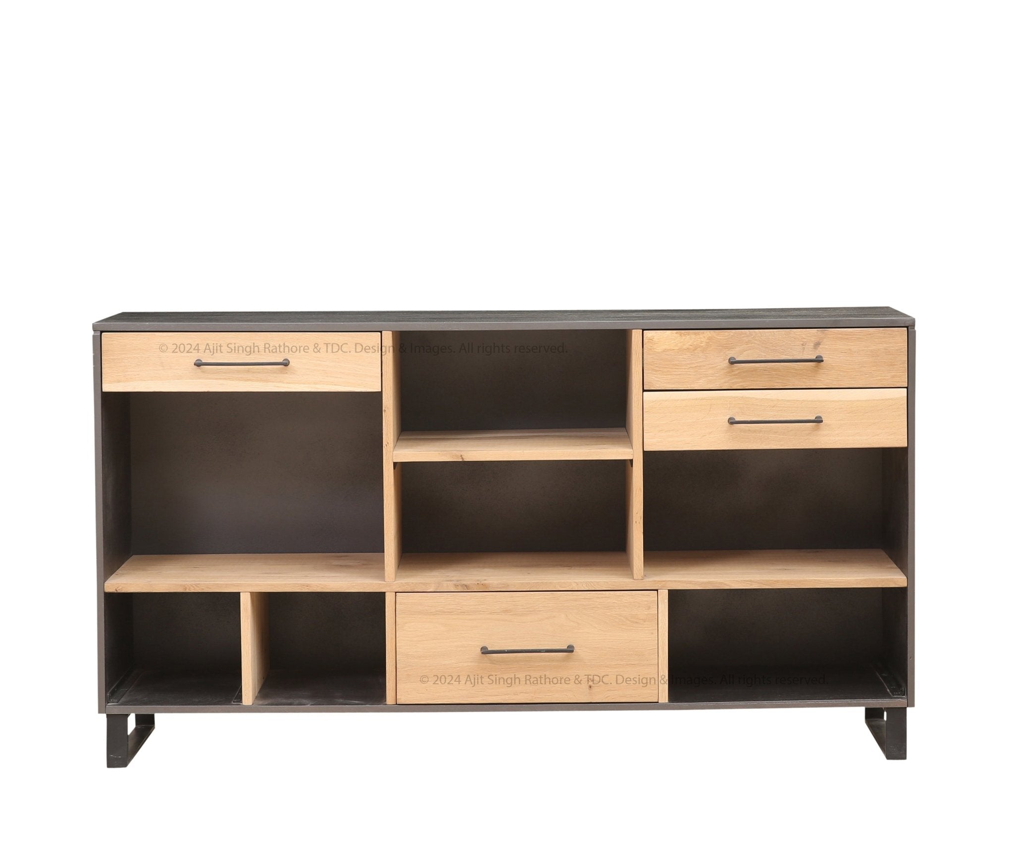 Solid Wood and Iron Open Shelves Buffet Sideboard Ridgewood Industrial