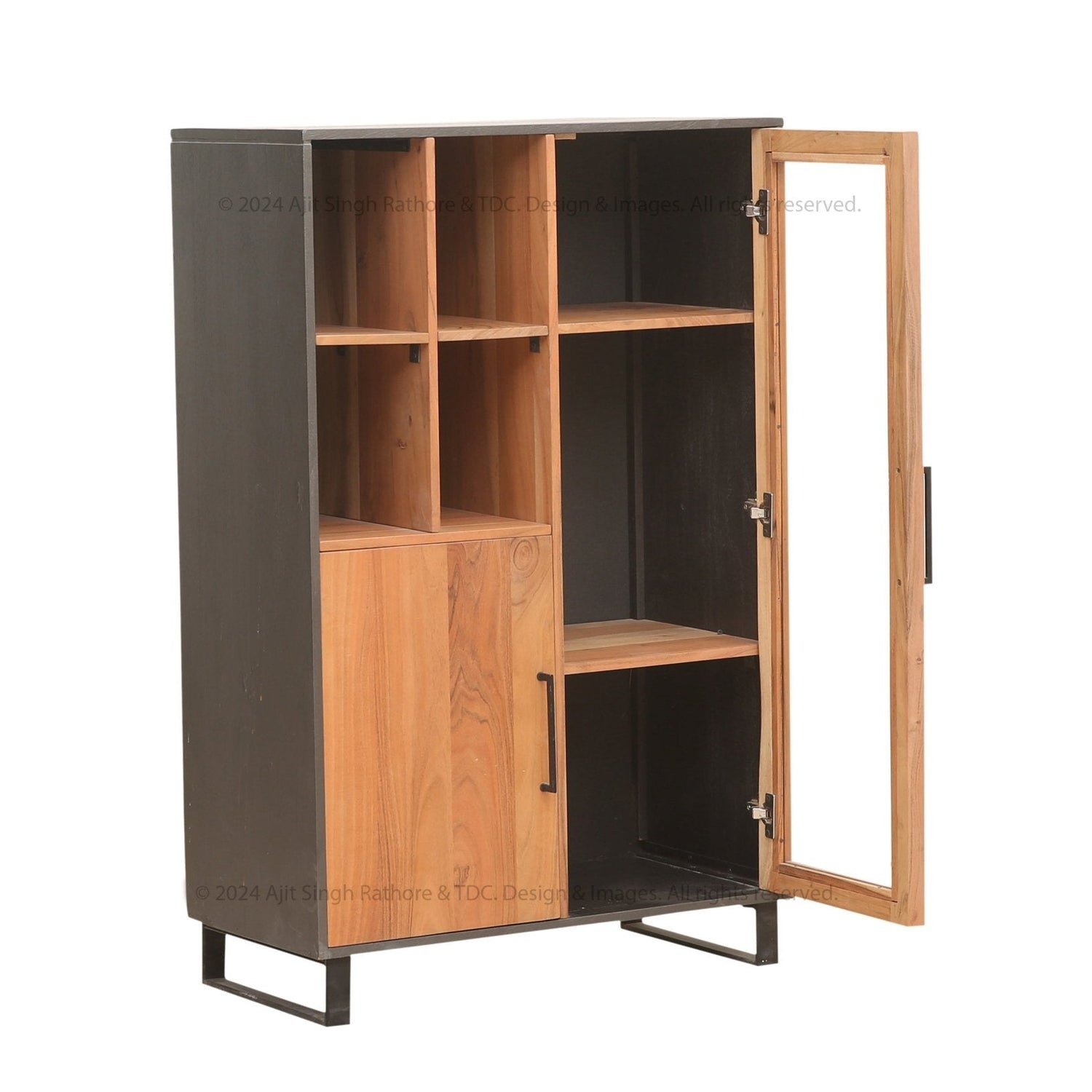 Englewood Industrial Solid Wood Book Shelf