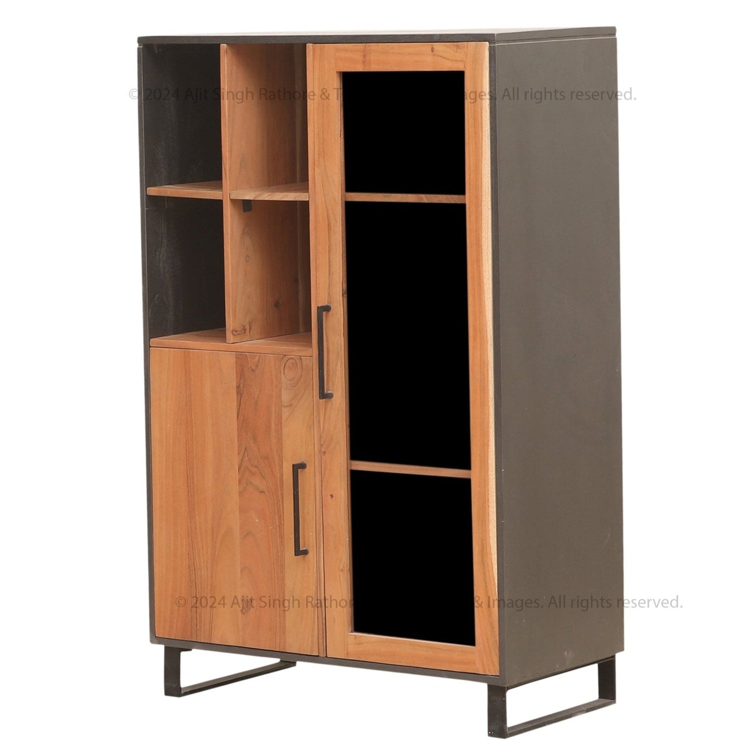 Englewood Industrial Solid Wood Book Shelf