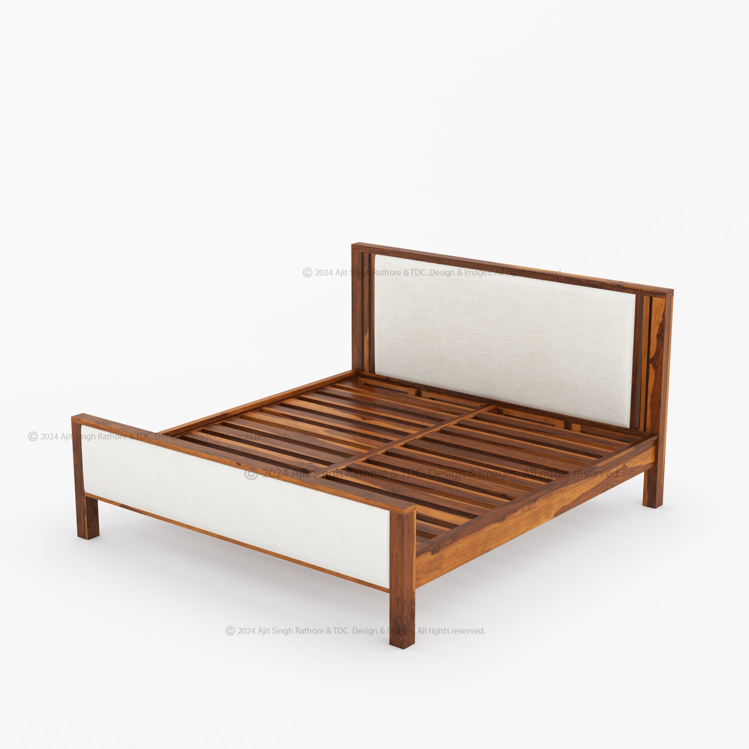 San Marino Premium Solid Indian Rosewood Upholstered Platform Bed