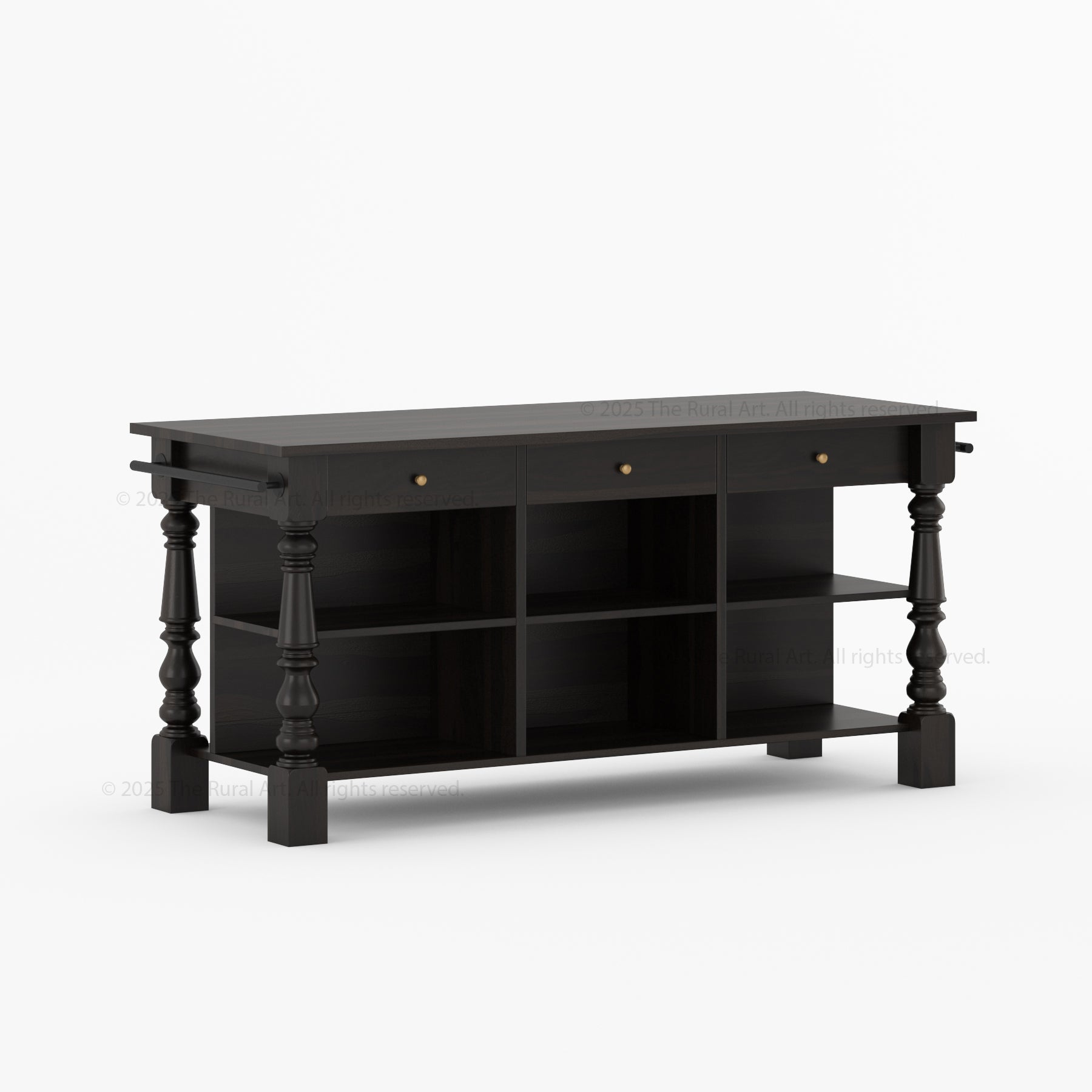 Bridgeport Solid Wood Kitchen Island with Storage & Turned Legs