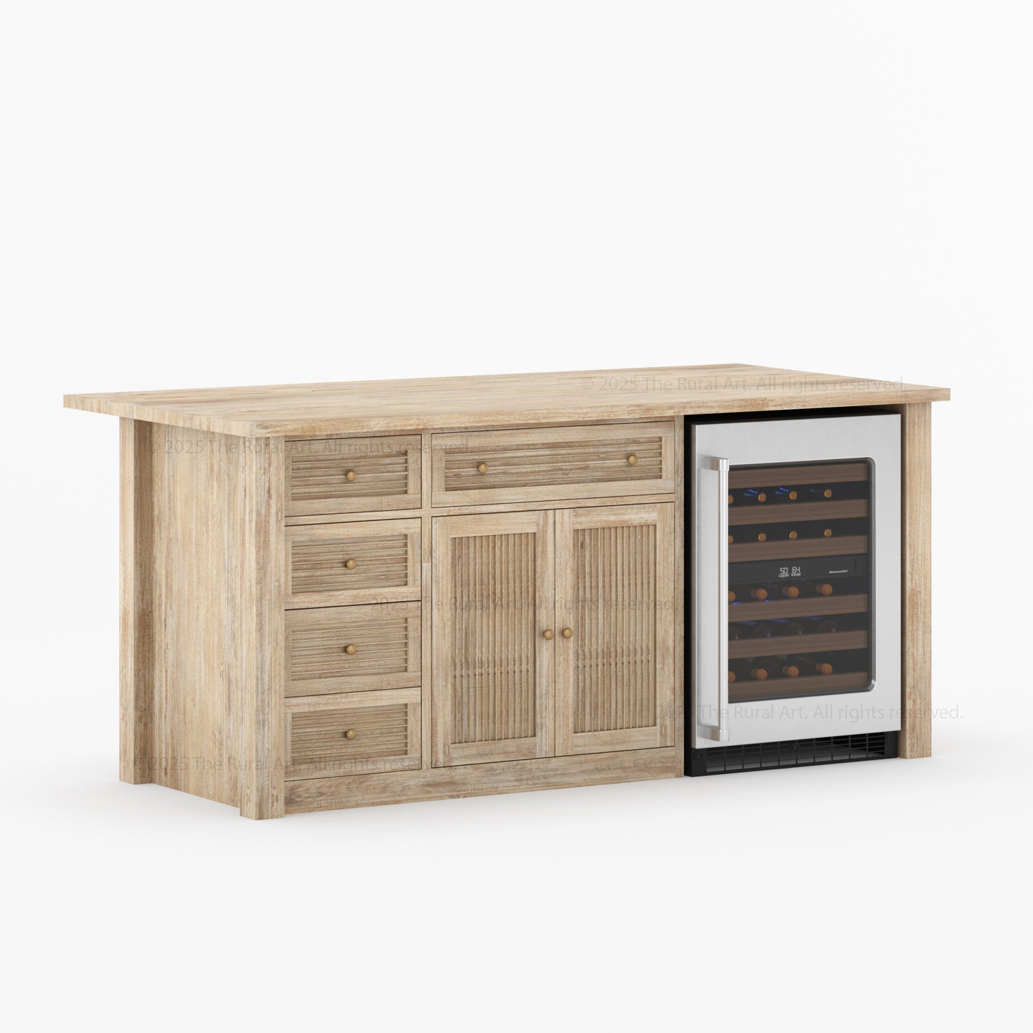 Tuscumbia Solid Wood Kitchen Island with Refrigerator Space & Drop Leaf