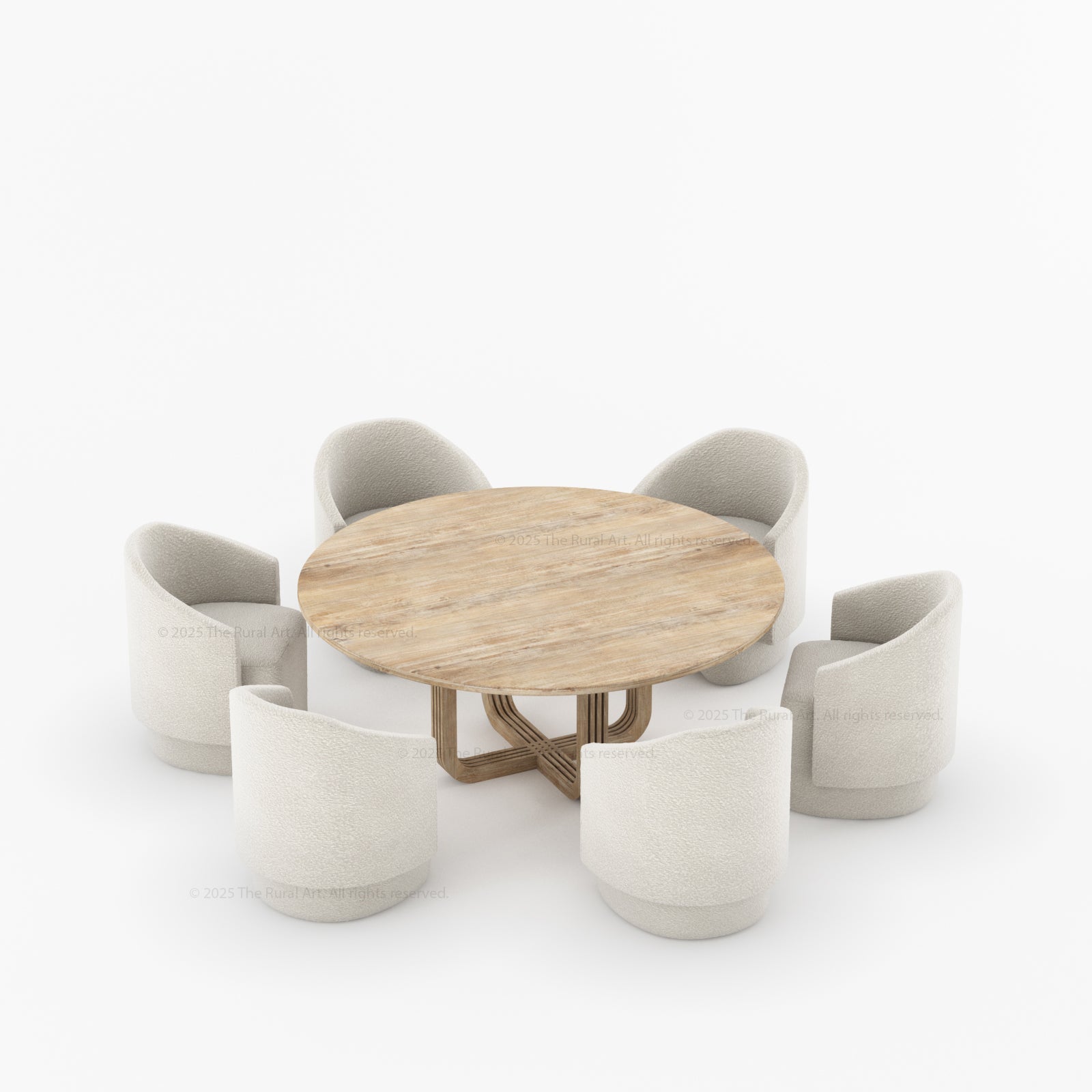 Marysville Round Pedestal Dining Table & Chair Set with Sculptural Curved-Leg Base