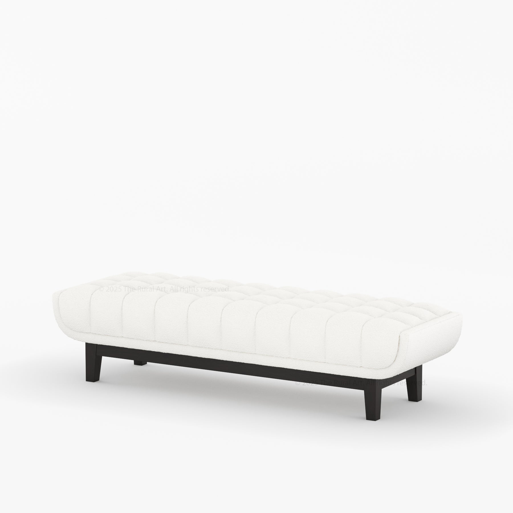 Livingston Solid Wood Bench with Channel-Tufted Bouclé Upholstery