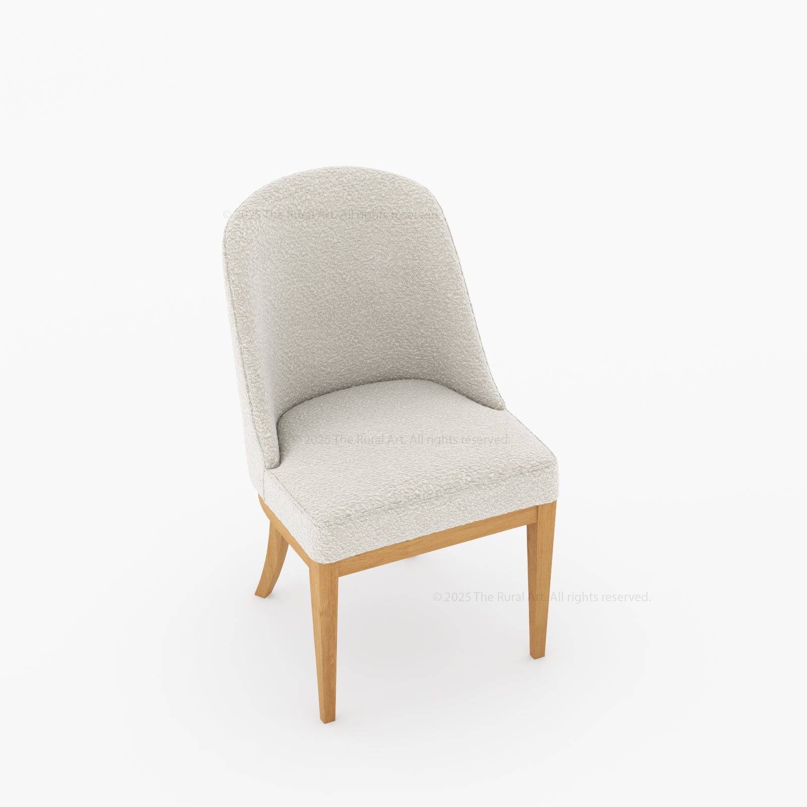 Medina Upholstered Dining Chair | Mid-Century Modern Solid Wood Chair with Curved Back