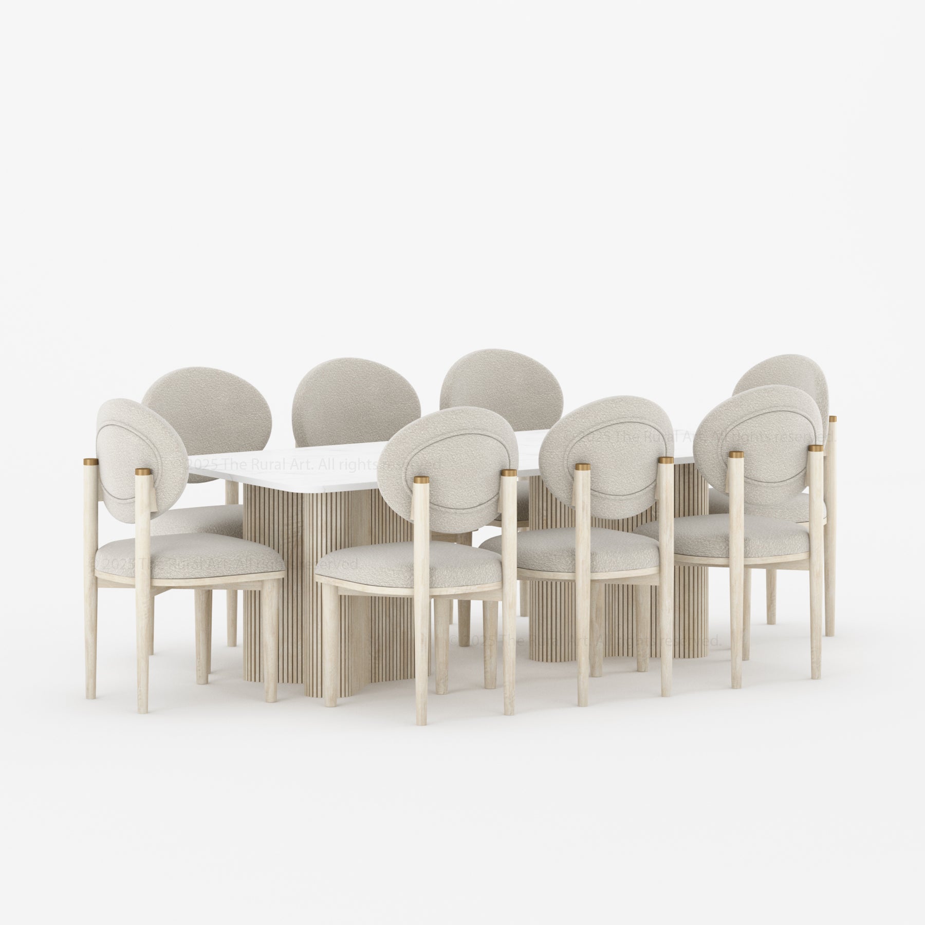 Valdez Fluted Dining Table & Upholstered Chair Set
