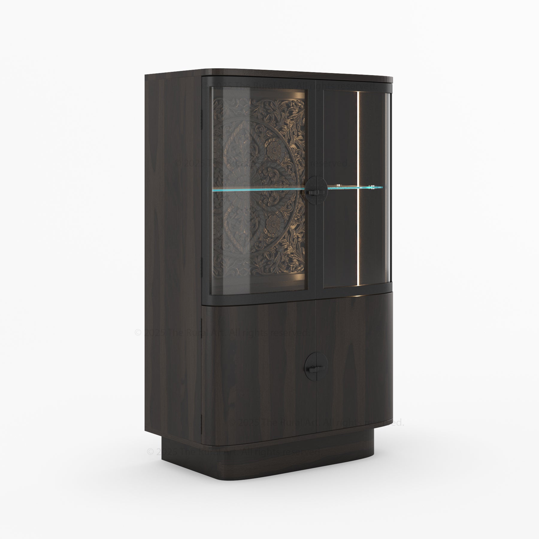 Woodinville Carved Bar Cabinet with Display Rack
