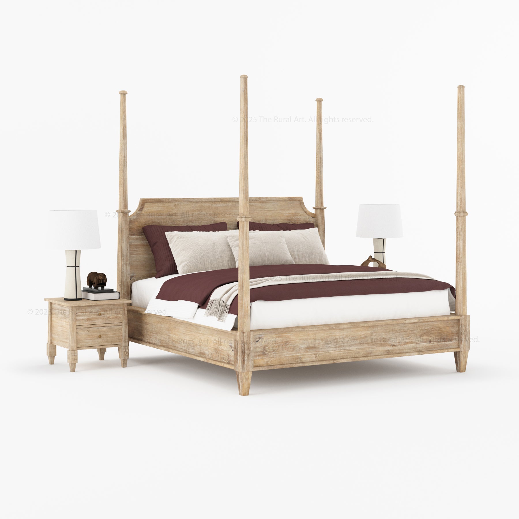 Dothan Four-Poster & Floral-Carved Leg Solid Wood Bedroom Collection