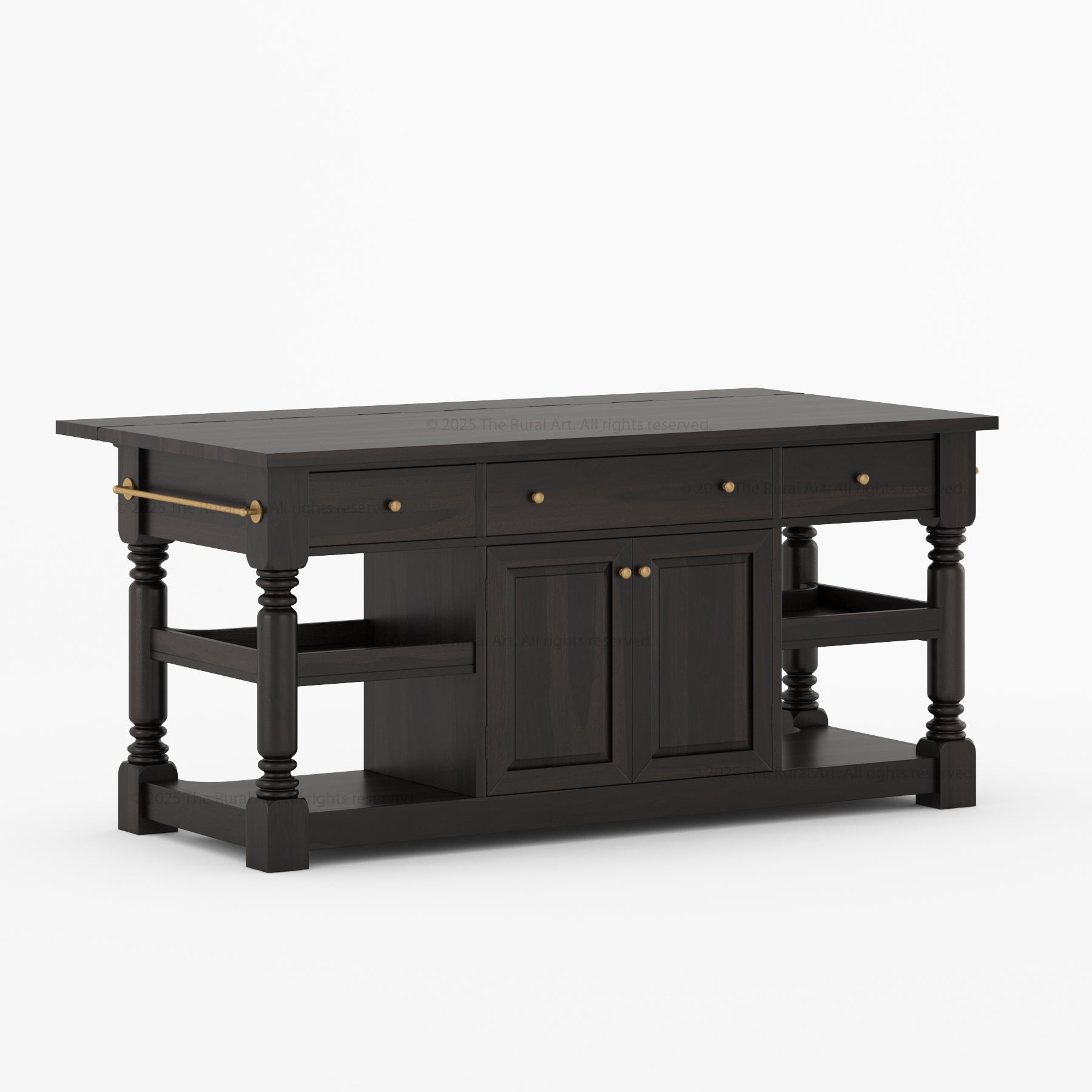 Davidson Solid Wood Drop-Leaf Kitchen Island With Optional Stools