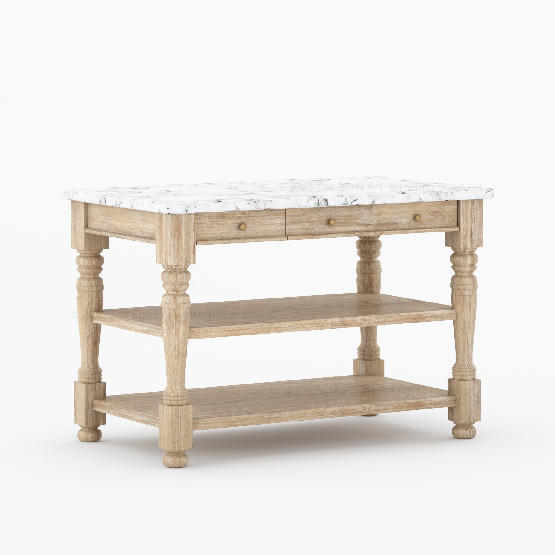 Tampa Solid Wood Kitchen Island with Marble Top