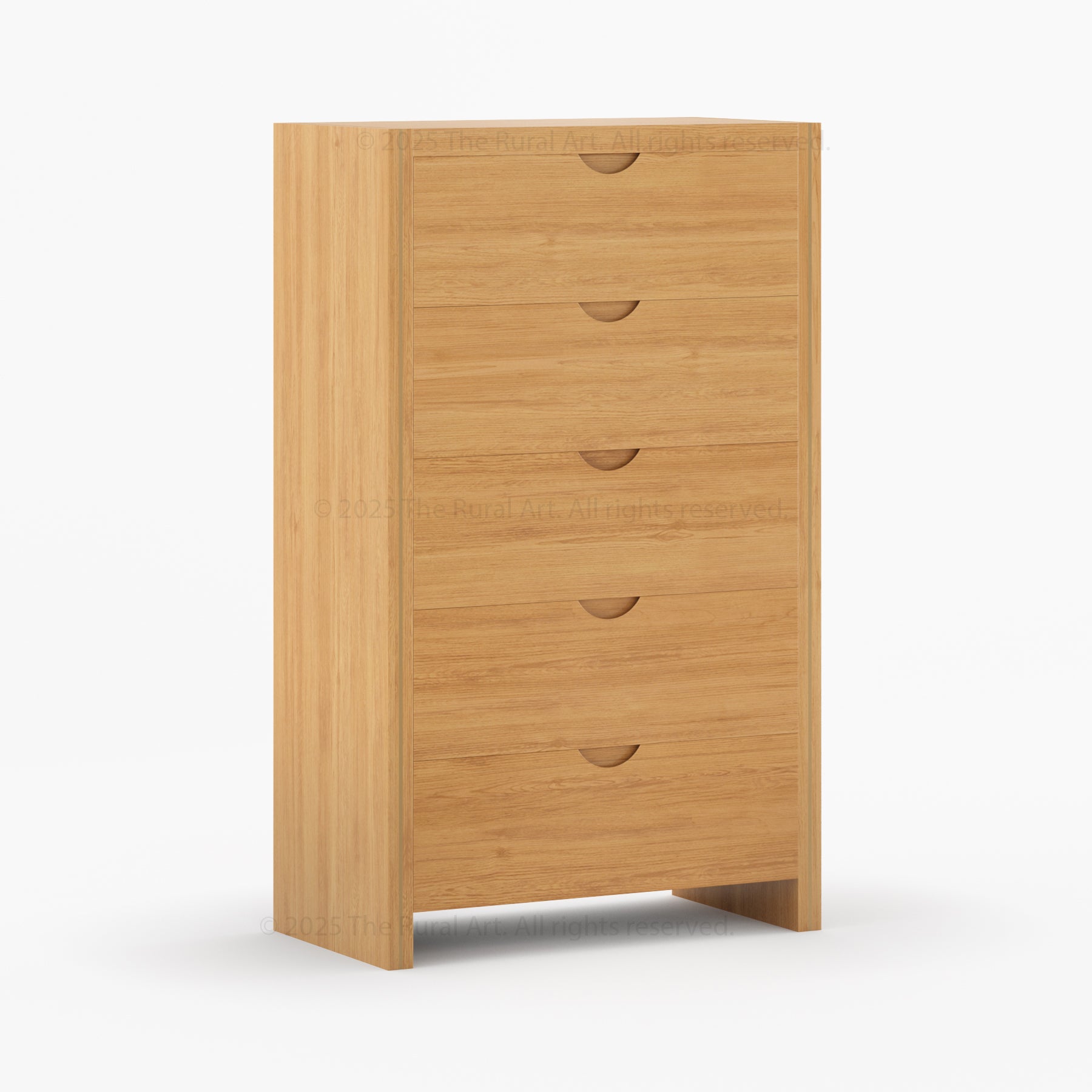 Branson Solid Wood Tall Dresser with Brass Inlay Accents