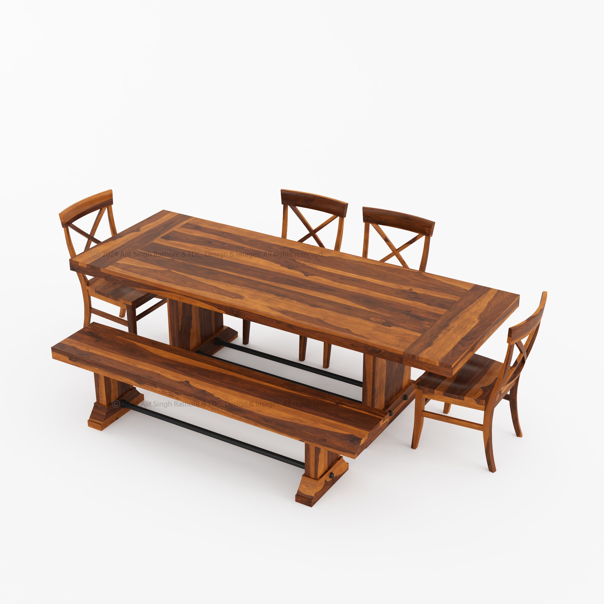 El Cerrito Solid Wood Rustic Dining Table Set