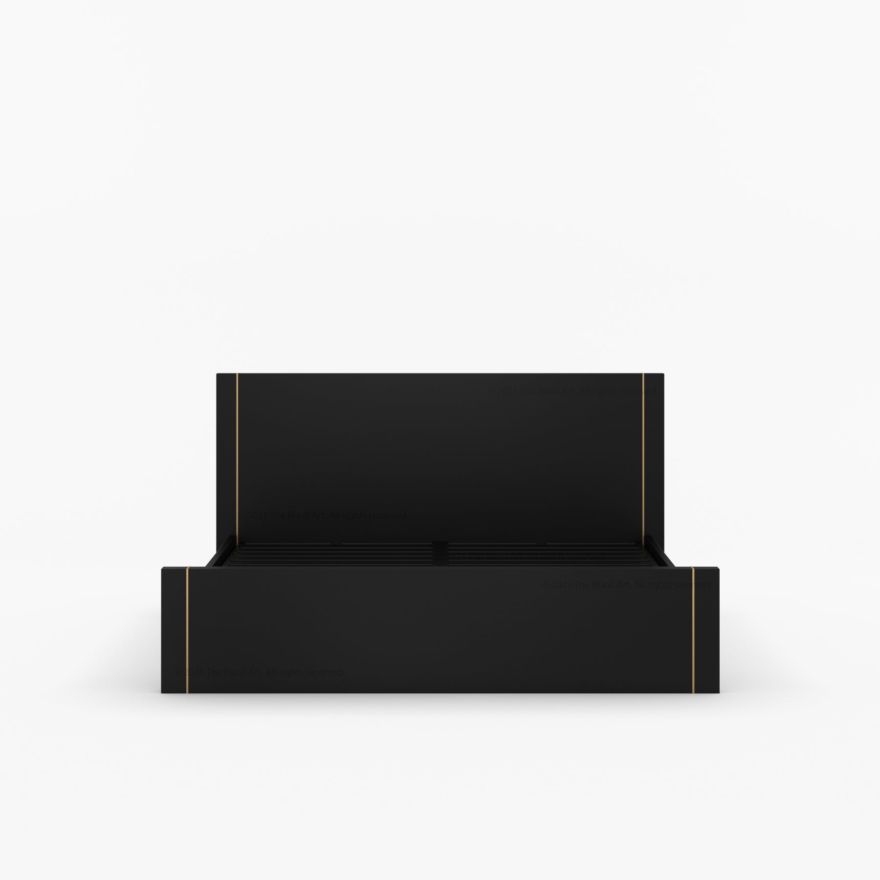 Branson Solid Wood Platform Bed with Subtle Brass Inlay