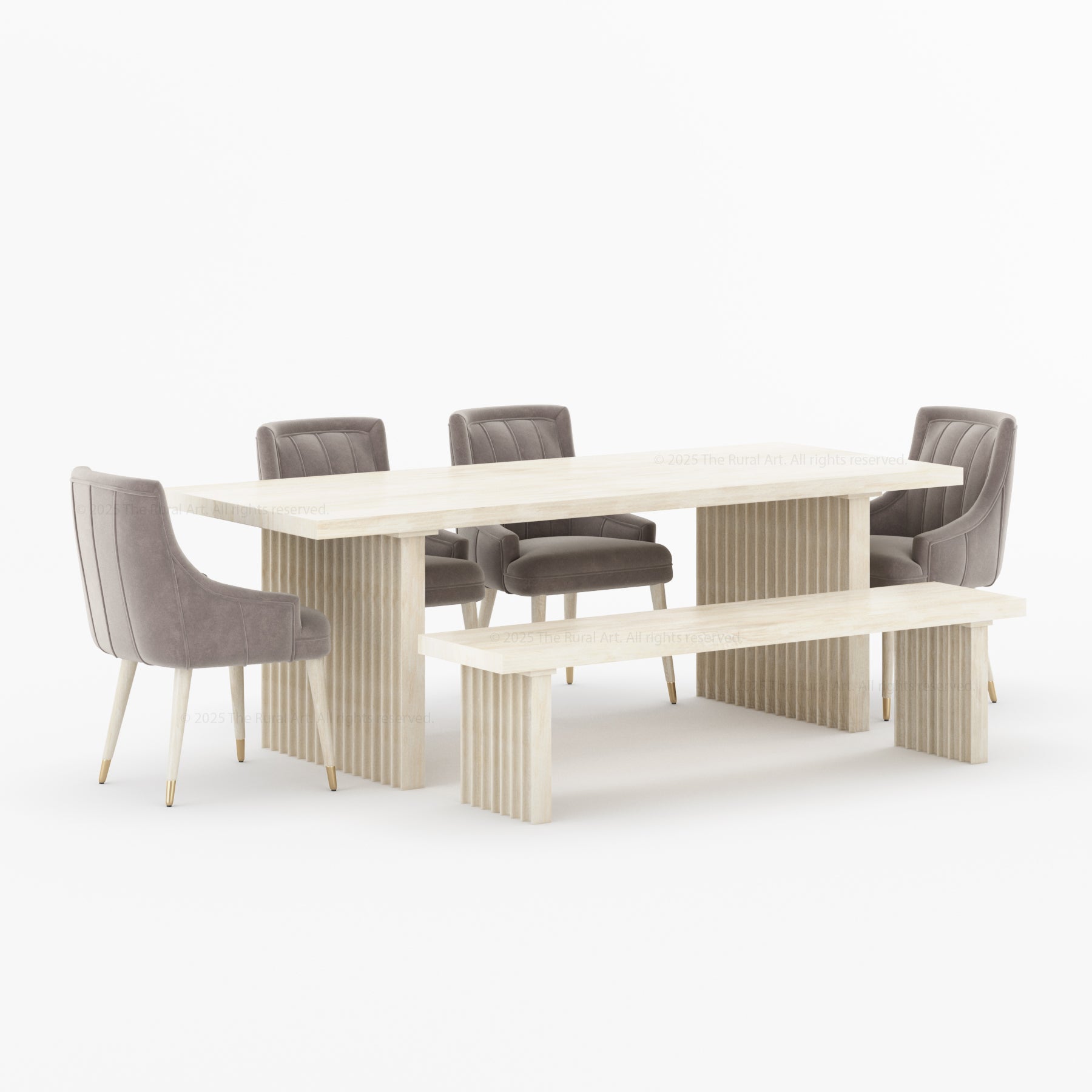 Montecito Noir Dining Table Set Solid Wood with Bench & Chairs