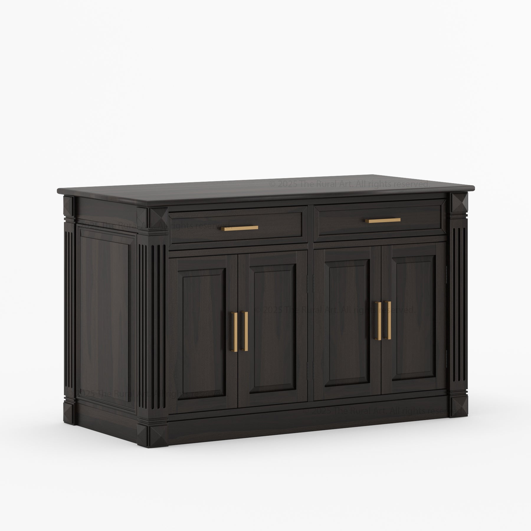 Rochester Solid Wood Classic Black Kitchen Island with Storage
