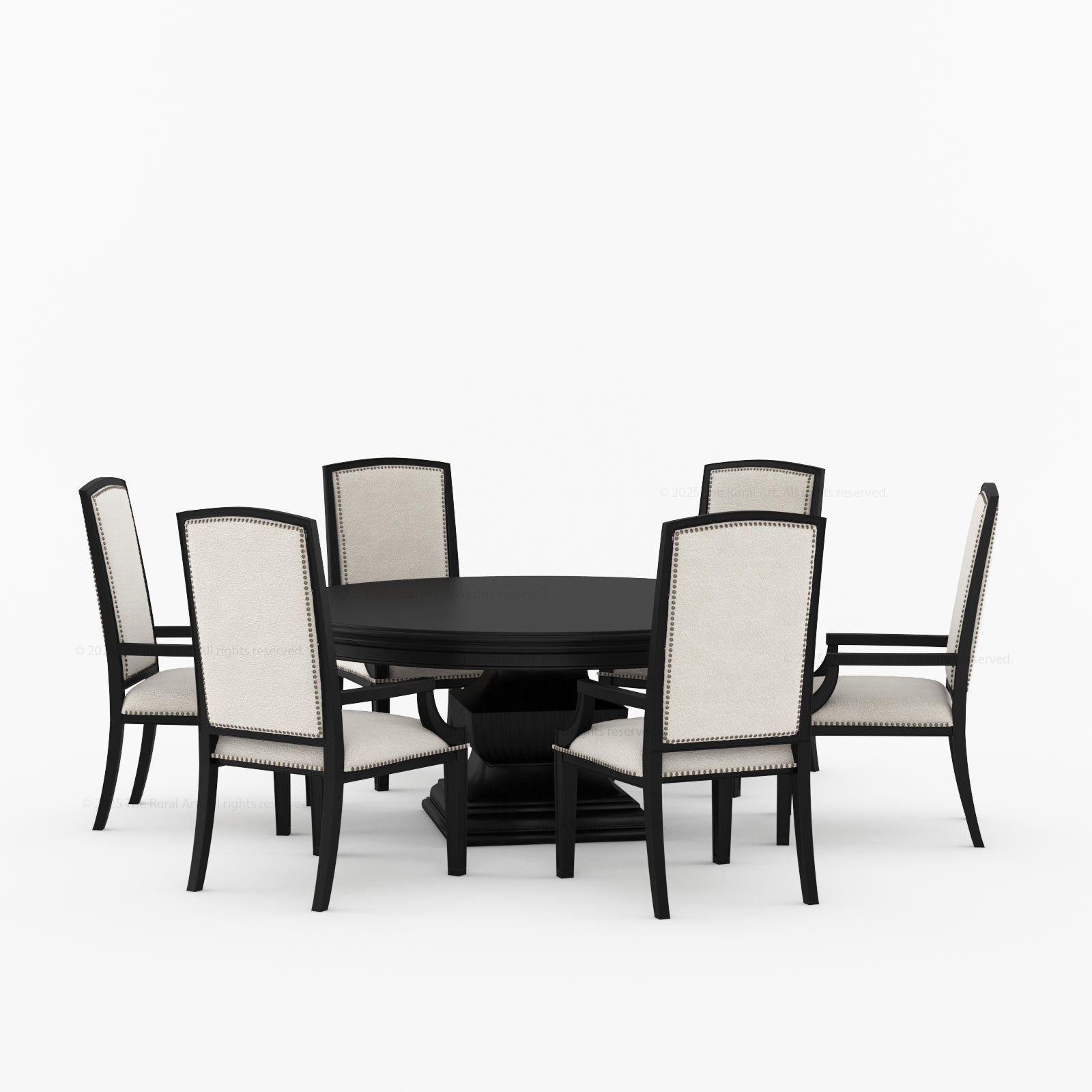 Scottsdale Round Pedestal Solid Wood Dining Set with Upholstered High-Back Chairs
