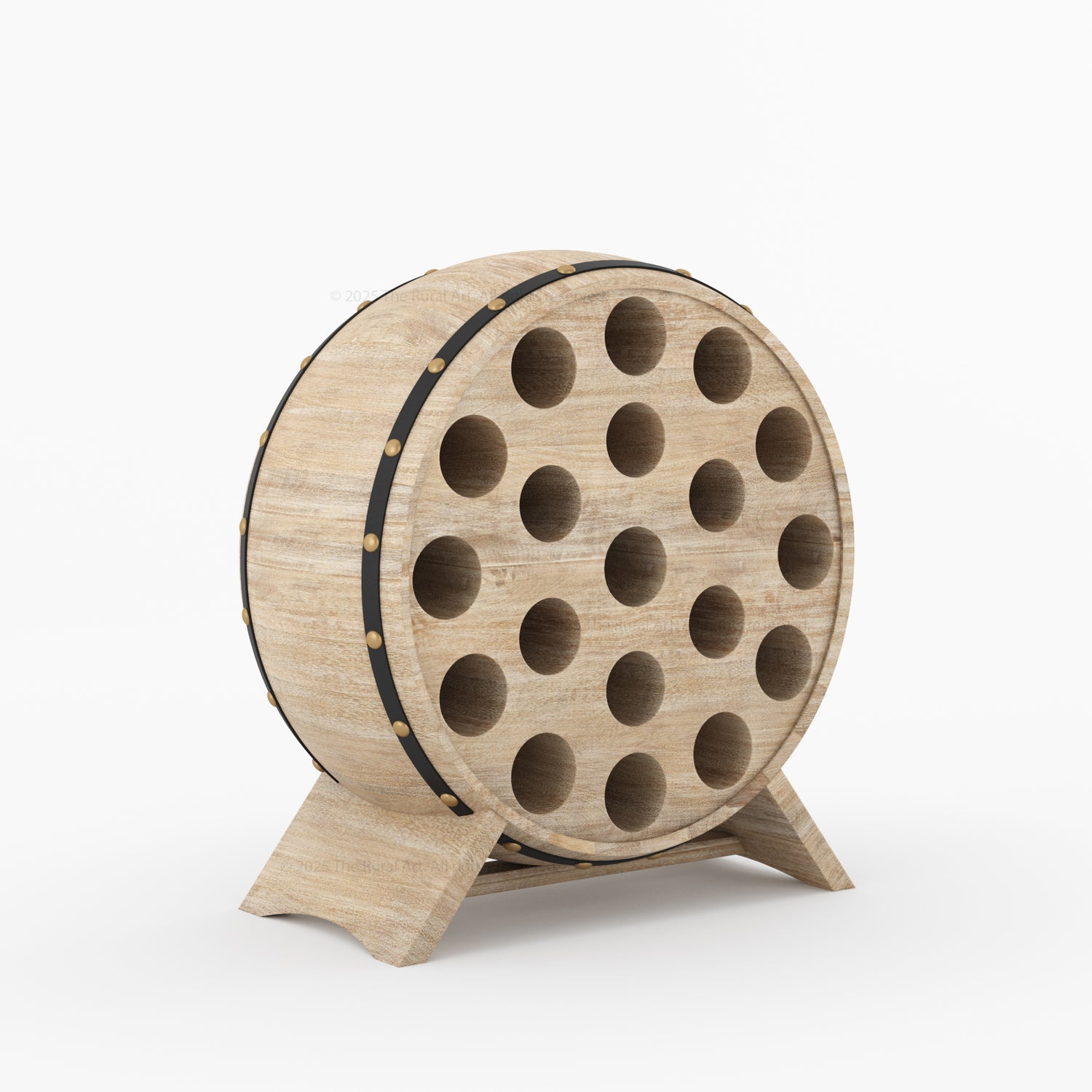 Portland Barrel Style Solid Wood Wine Rack 19 Bottle Holder