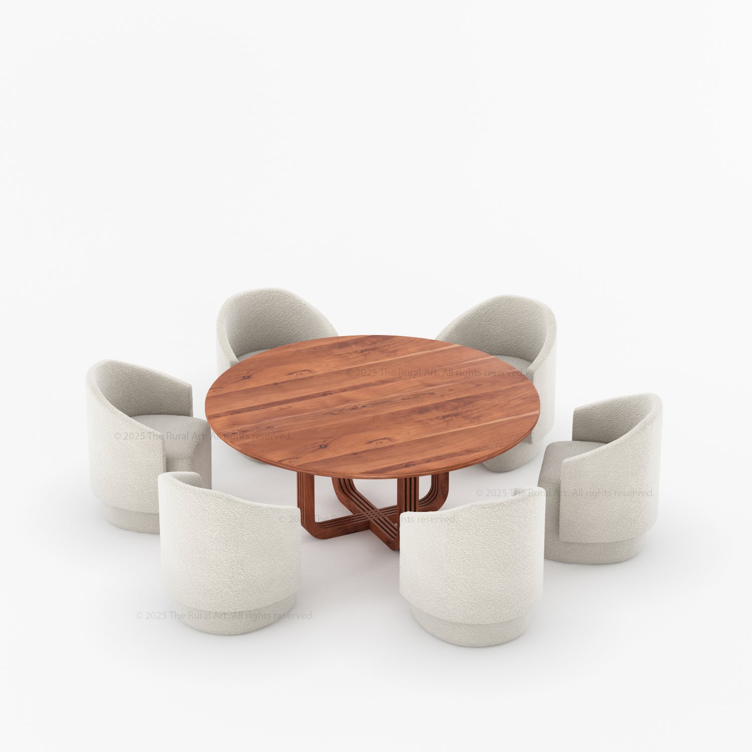 Marysville Round Pedestal Dining Table & Chair Set with Sculptural Curved-Leg Base