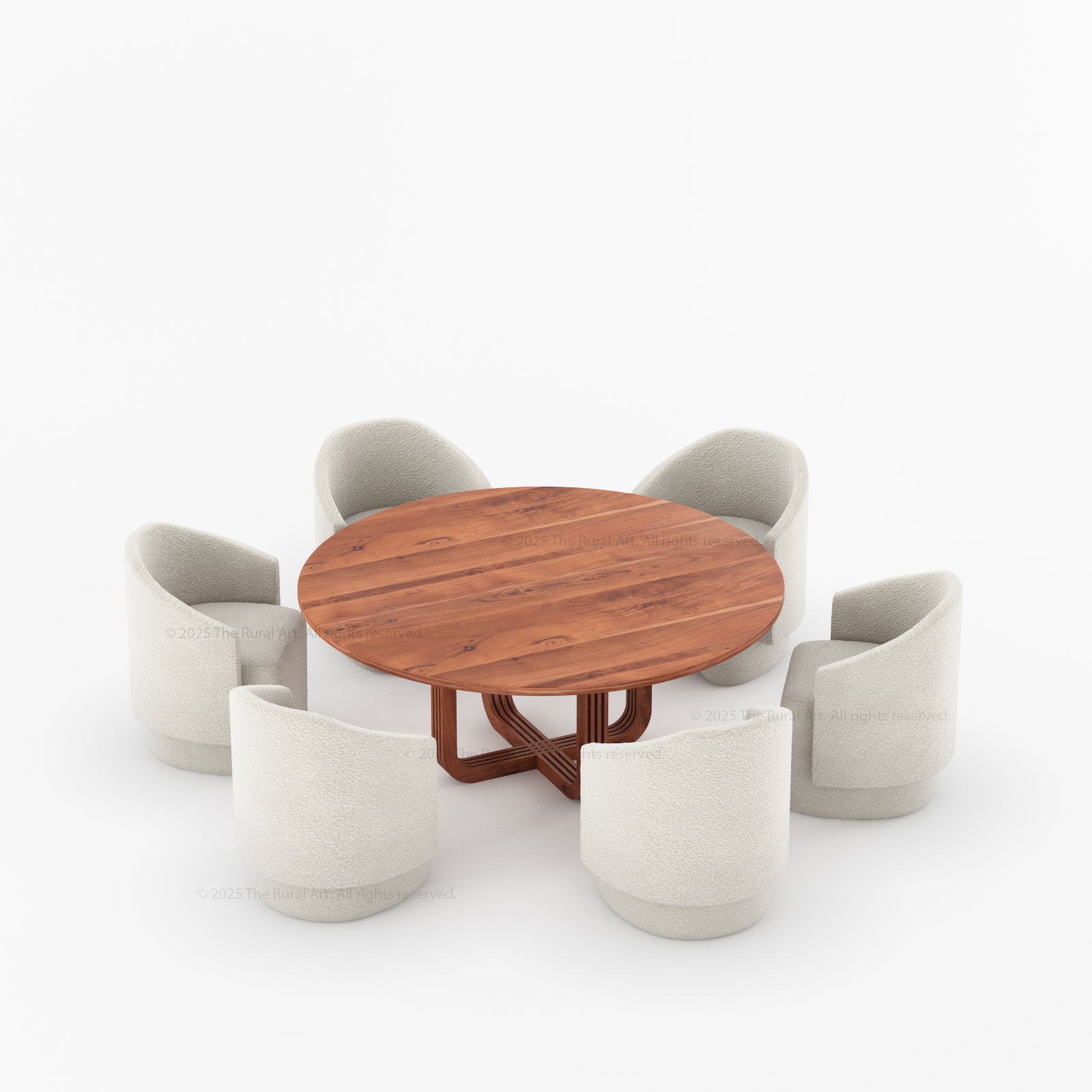 Marysville Round Pedestal Dining Table & Chair Set with Sculptural Curved-Leg Base