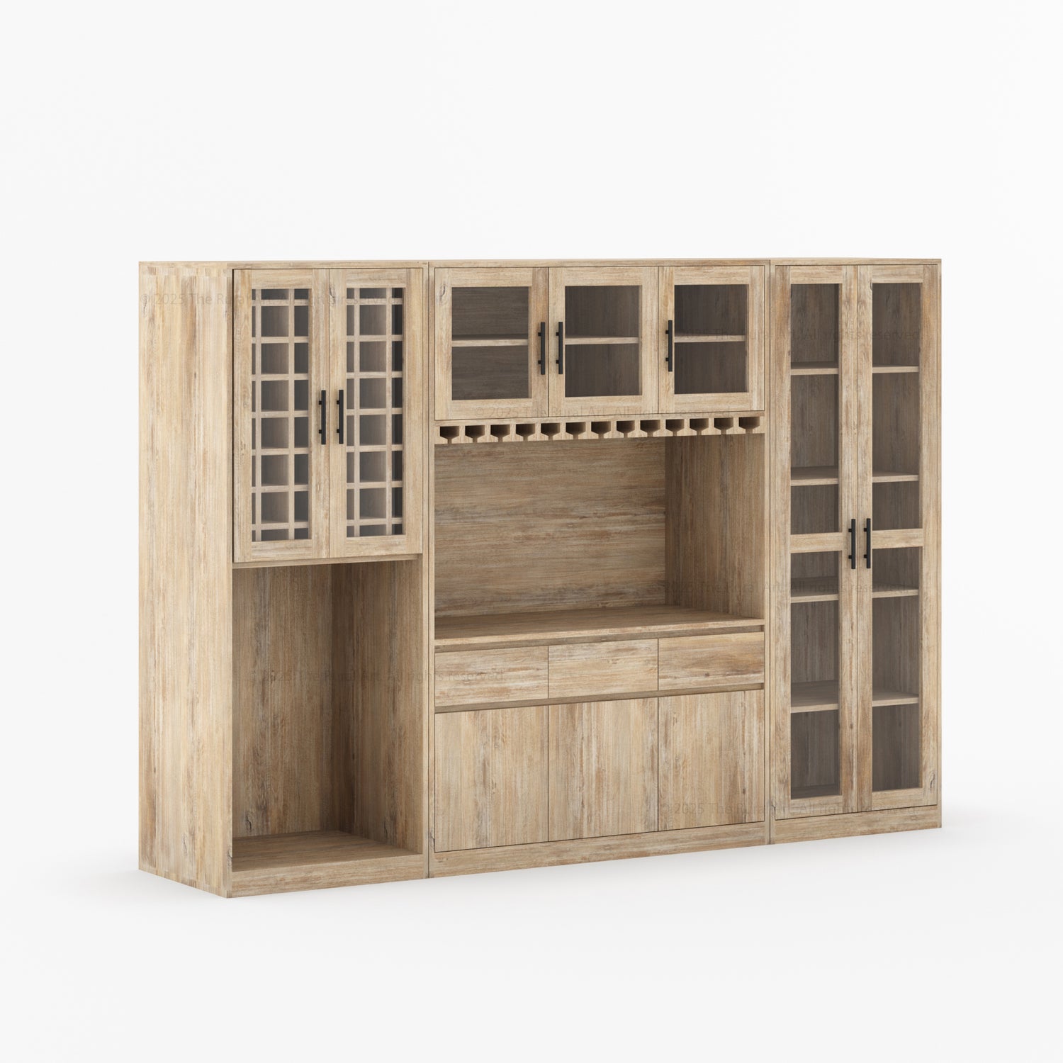 Mango Wood Wine Bar Cabinet with Fridge Space with Antique Finish