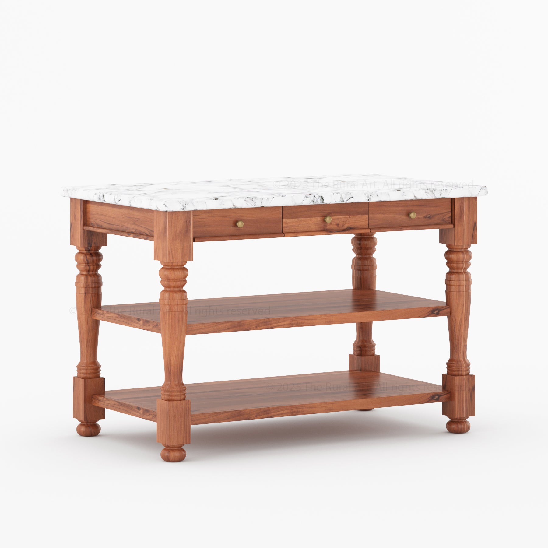 Tampa Solid Wood Kitchen Island with Marble Top