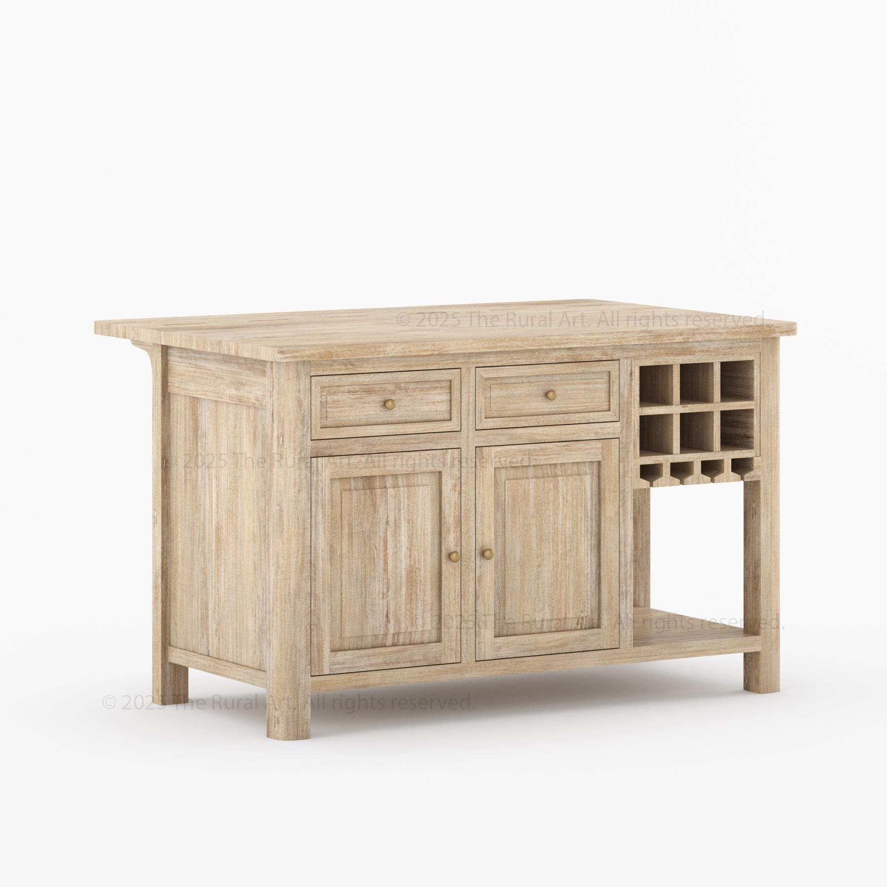 Trenton Solid Wood Kitchen Island – Drop Leaf Countertop & Wine Storage