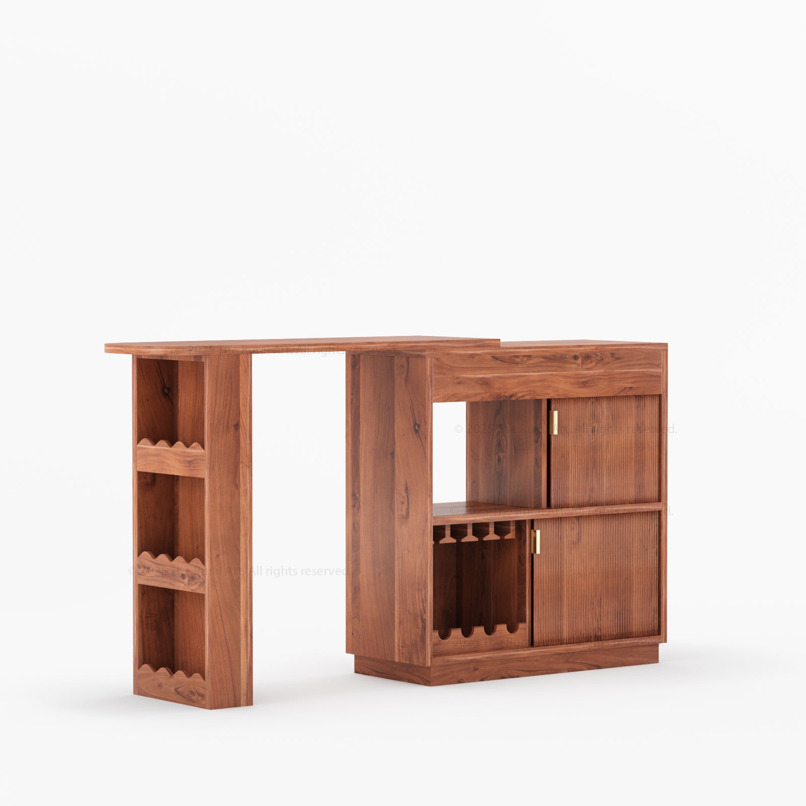 Palo Alto Folding Bar Desk Cabinet | Solid Wood with Wine Storage