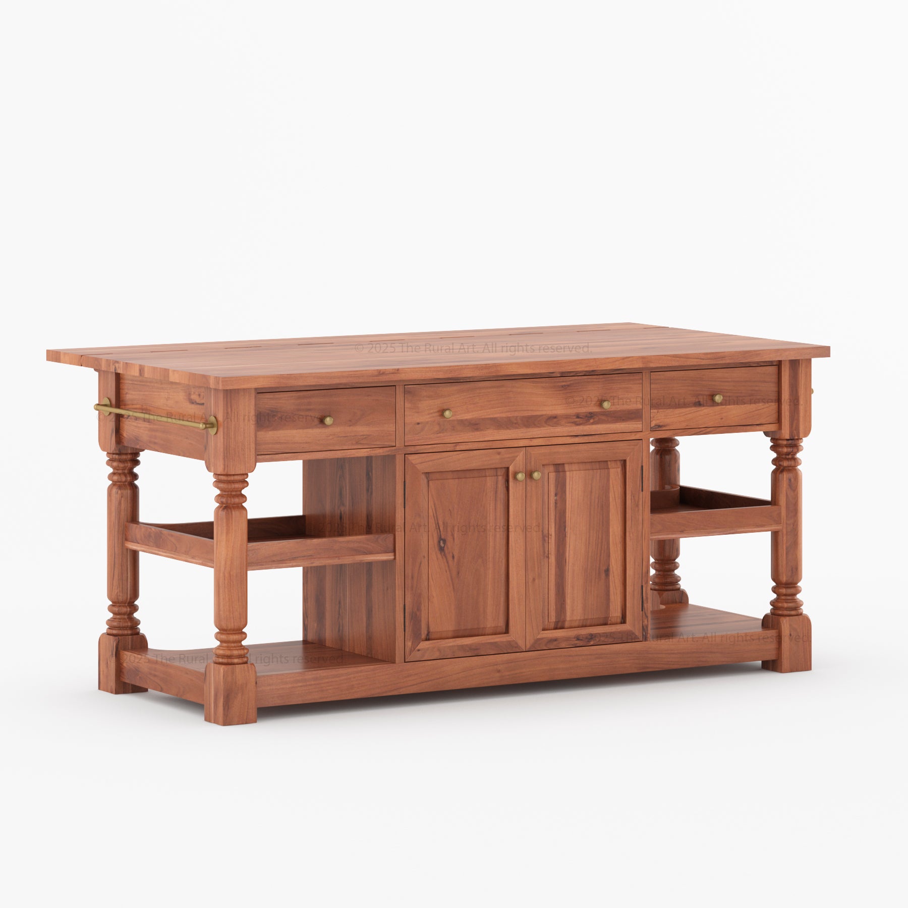 Davidson Solid Wood Drop-Leaf Kitchen Island With Optional Stools