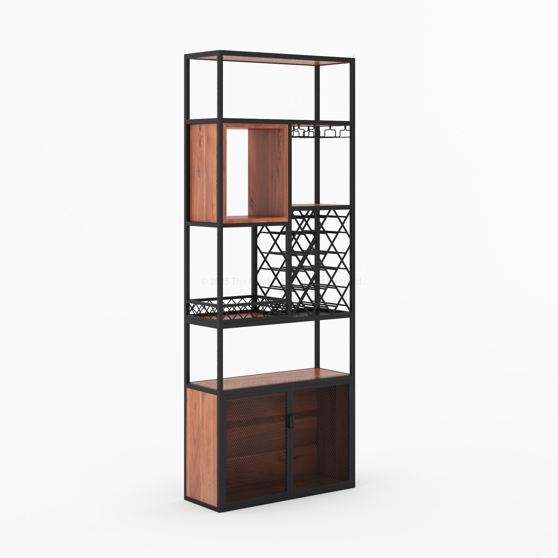 Philadelphia Modular Industrial Home Wine Bar Cabinet Rack