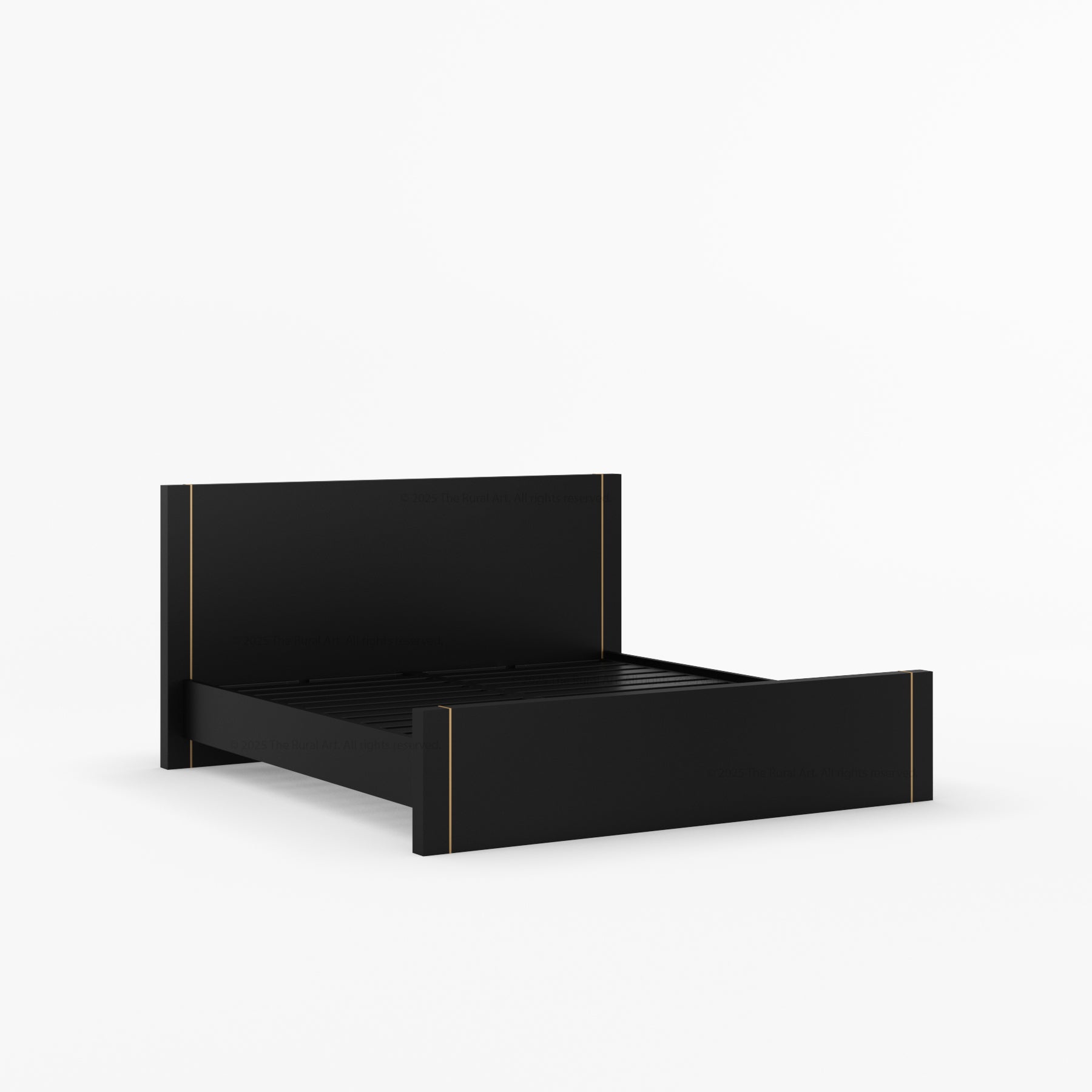 Branson Solid Wood Platform Bed with Subtle Brass Inlay