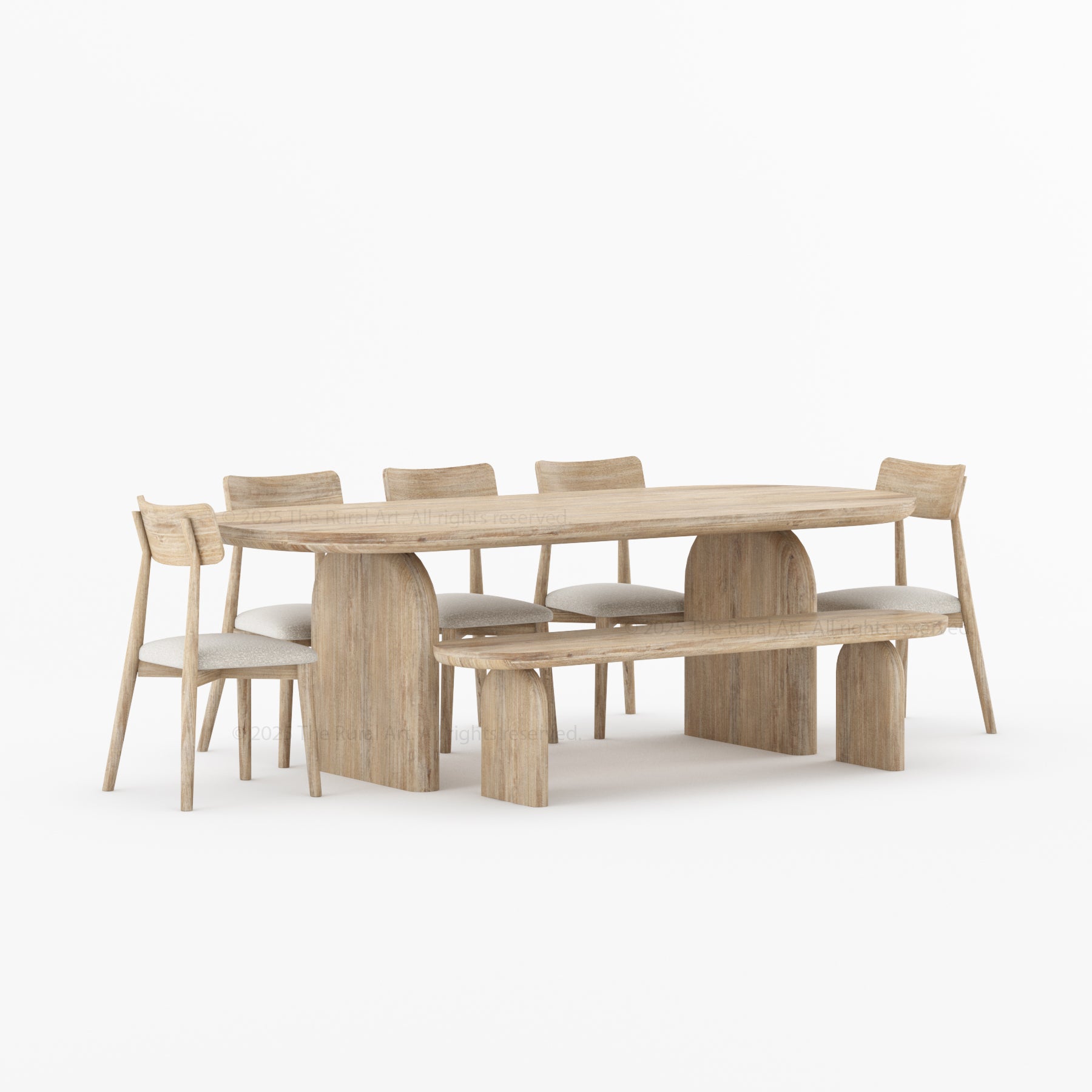 Blytheville Dual Tone Oval Solid Wood Dining Set