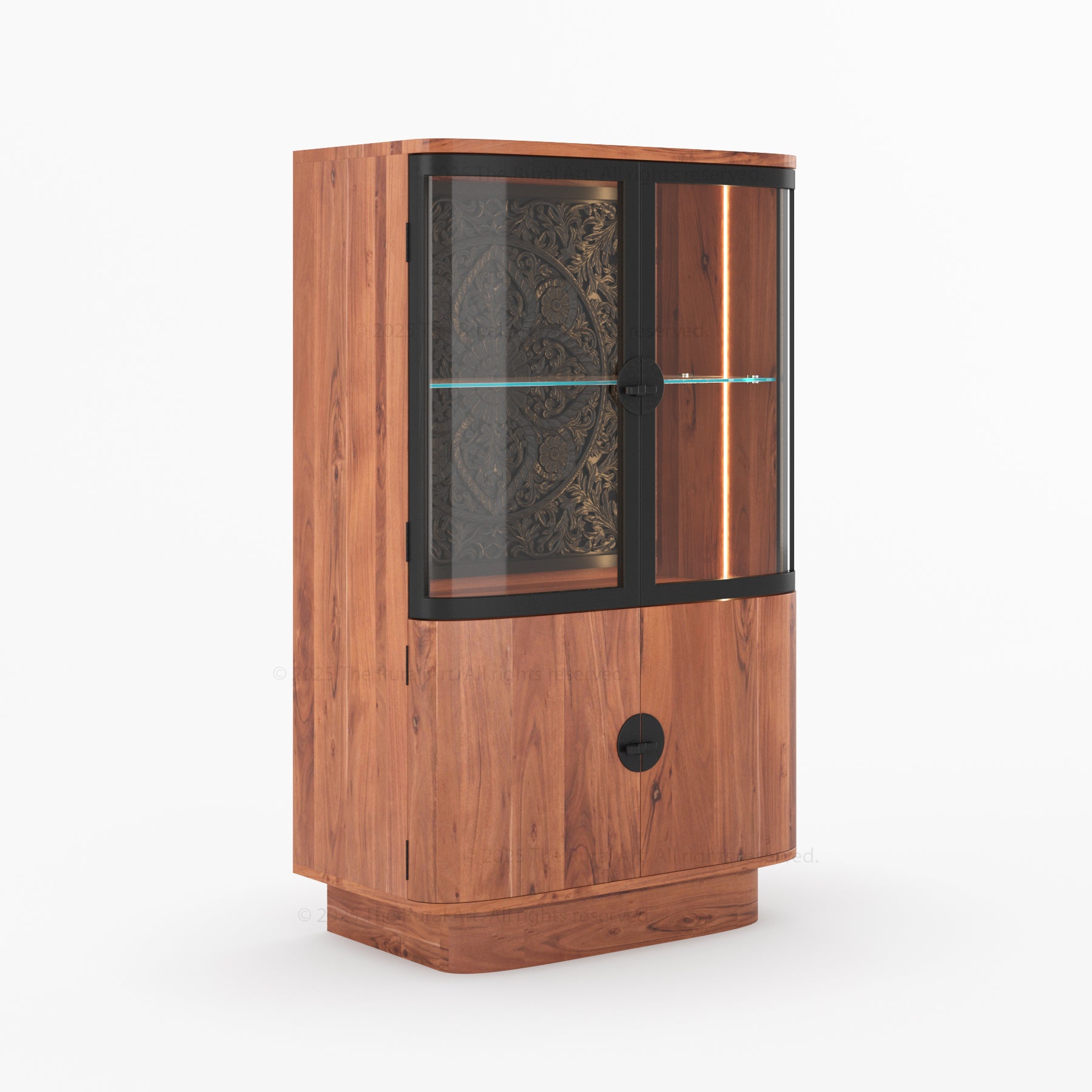 Woodinville Carved Bar Cabinet with Display Rack