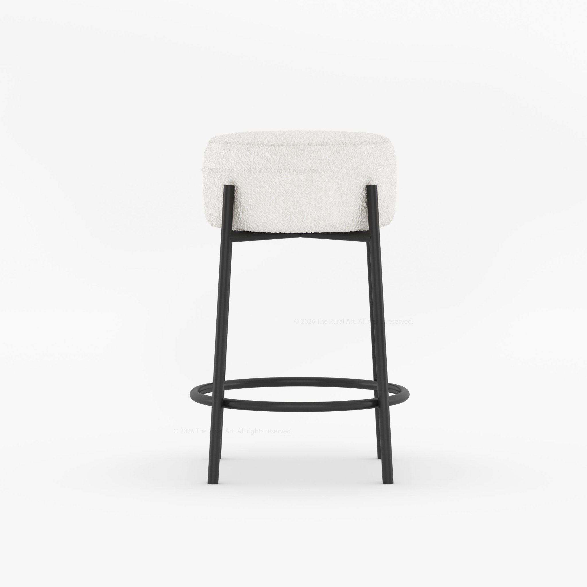 Midland Curved Solid Wood Half Round Kitchen Island with Upholstered Stools & Quartz Top