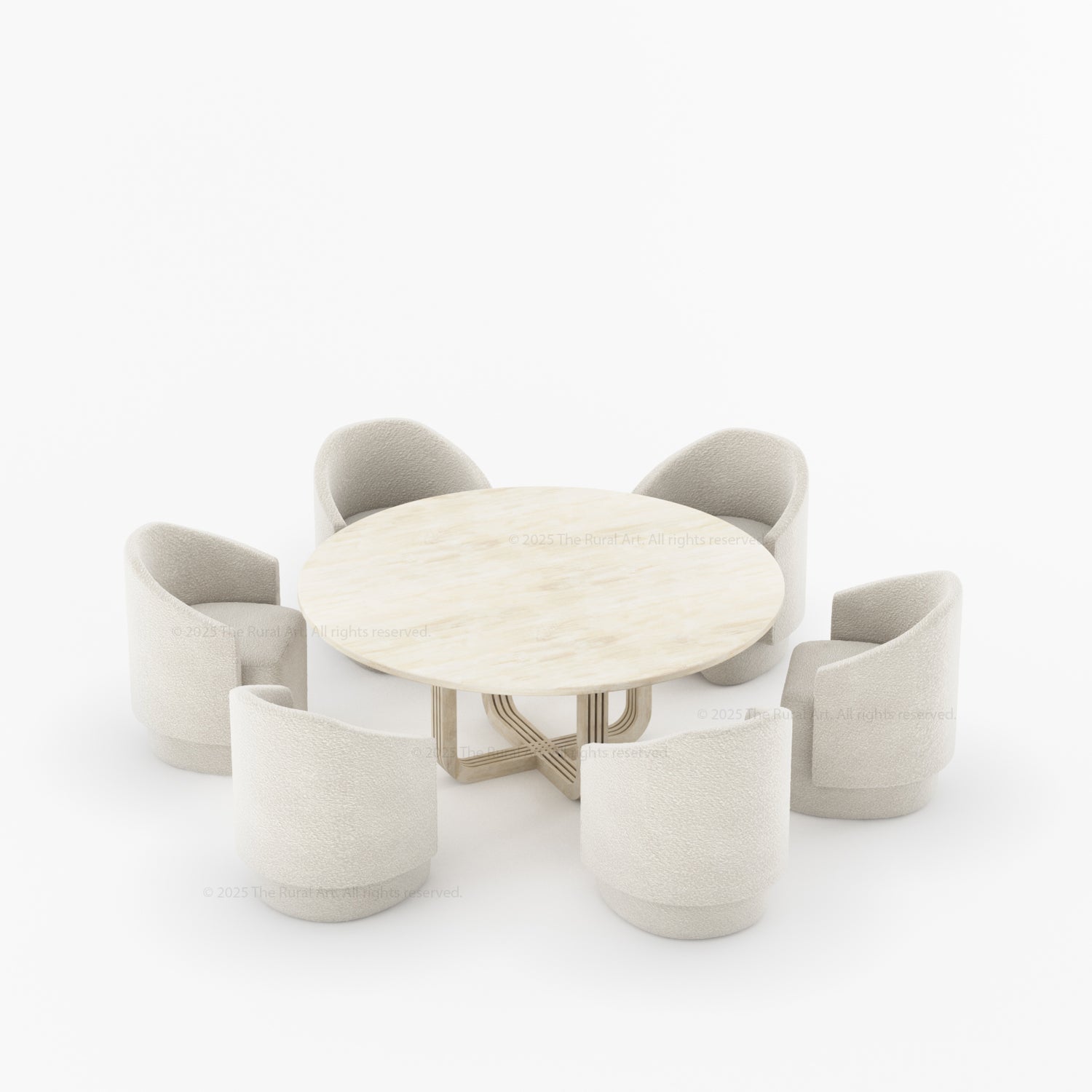 Marysville Round Pedestal Dining Table & Chair Set with Sculptural Curved-Leg Base