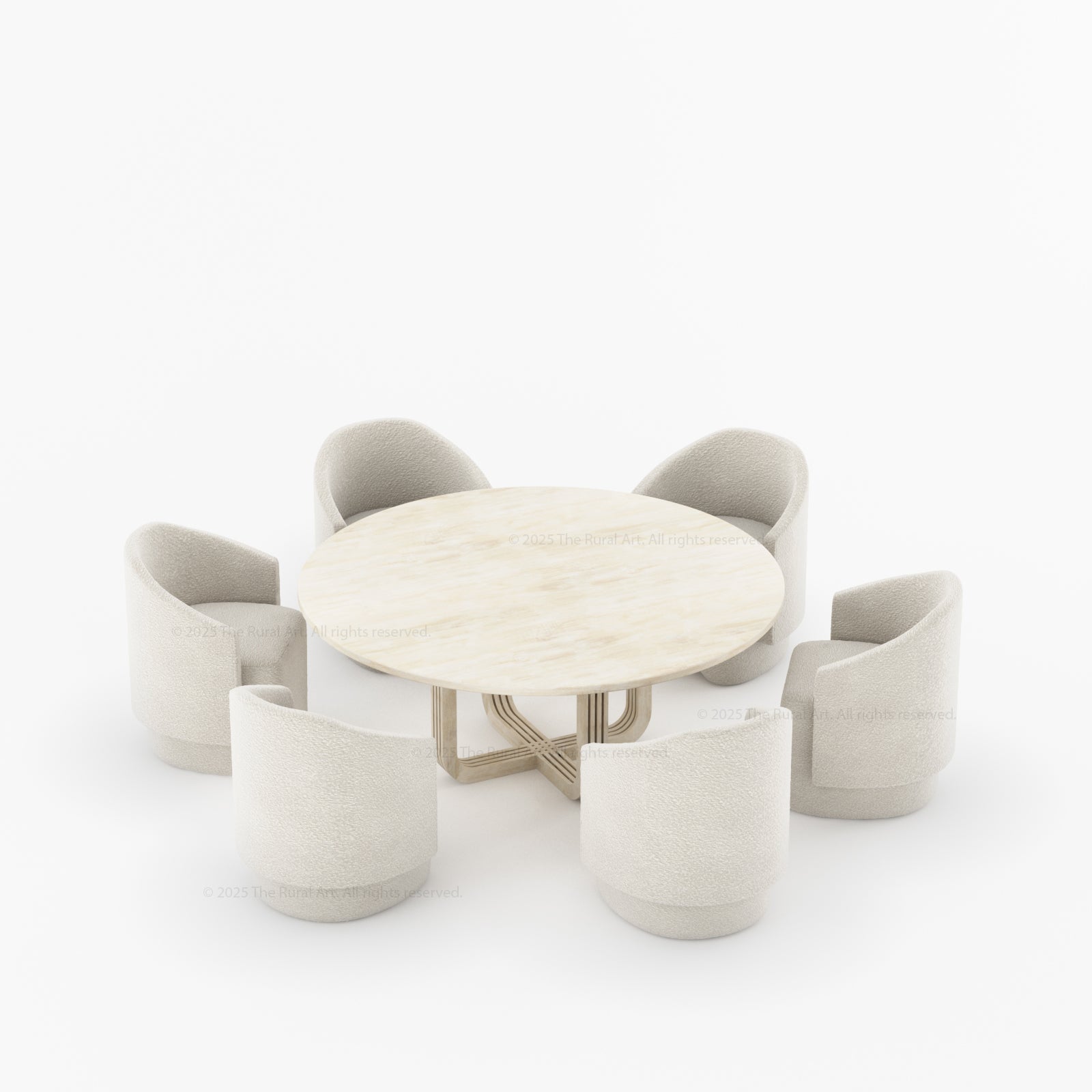 Marysville Round Pedestal Dining Table & Chair Set with Sculptural Curved-Leg Base