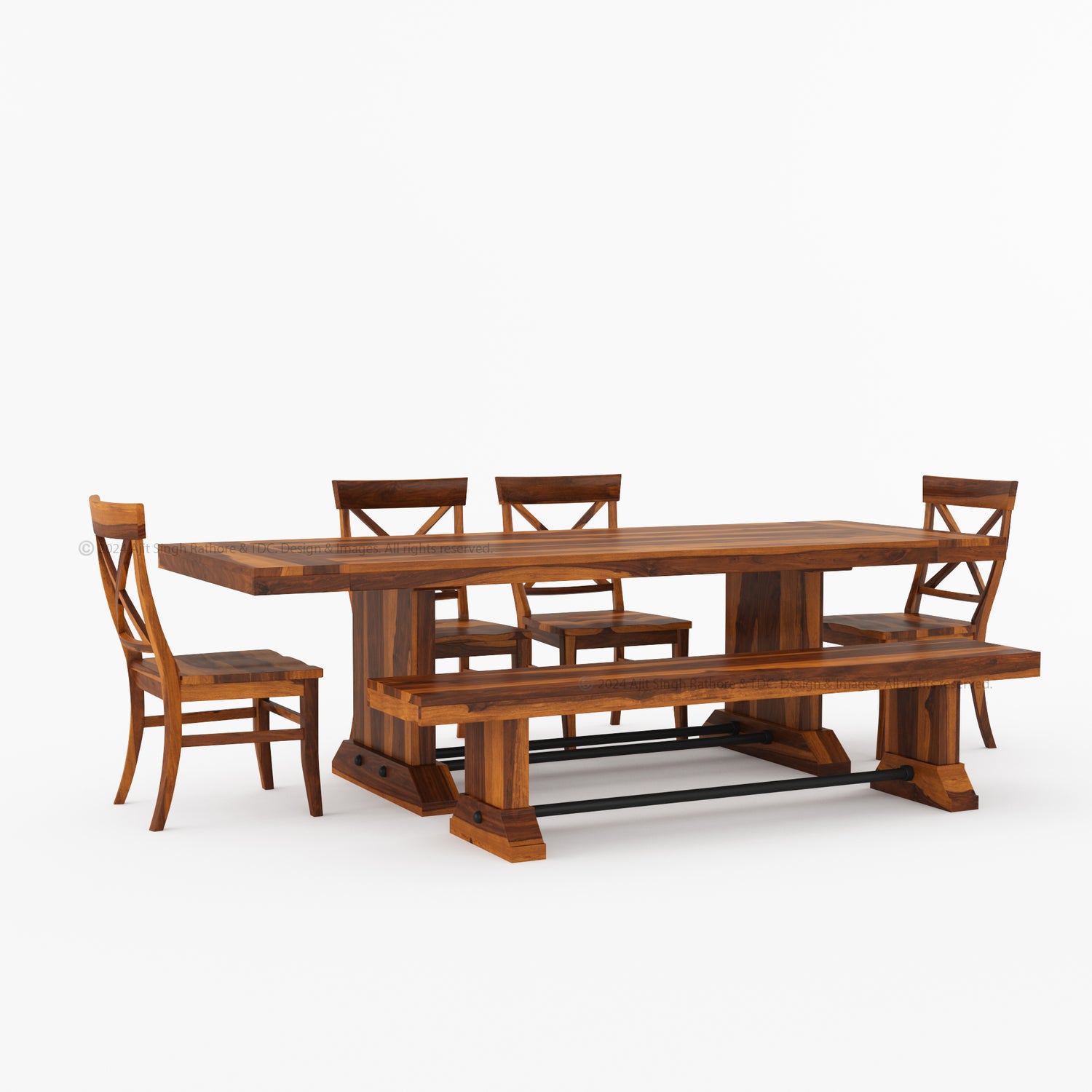 El Cerrito Solid Wood Rustic Dining Table Set