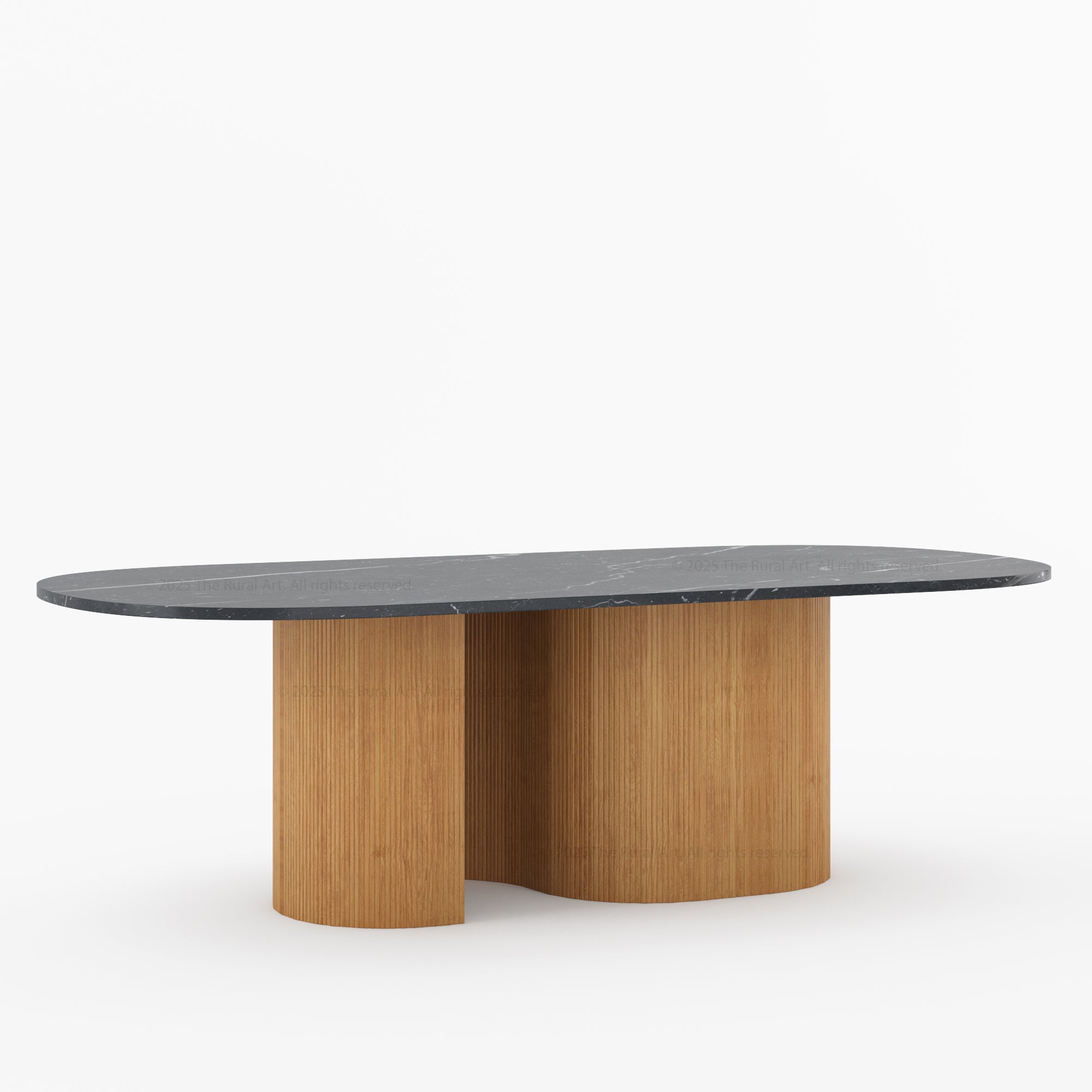 Connersville Modern Stone Top Dining Table with Sculptural Fluted Pedestal Base
