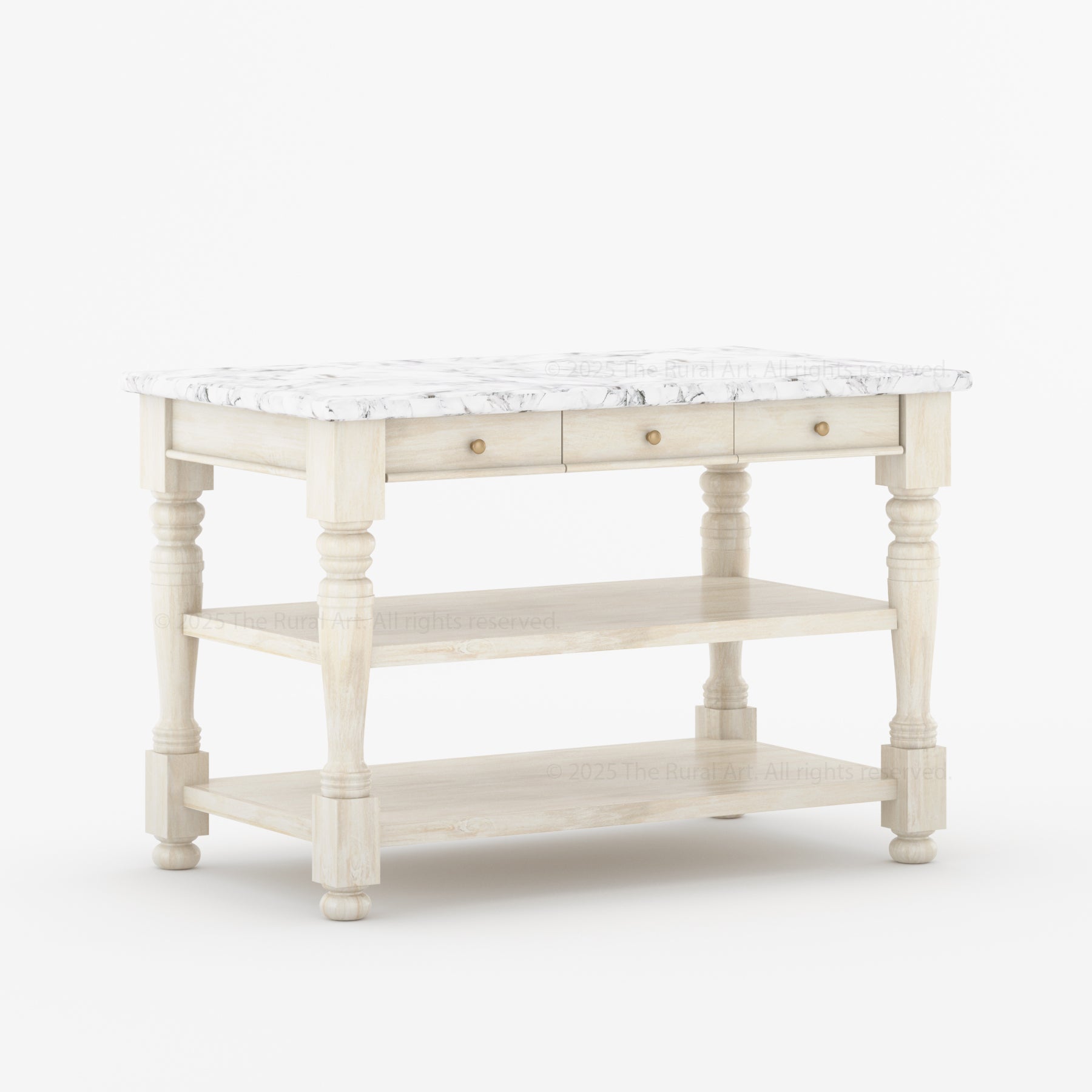 Tampa Solid Wood Kitchen Island with Marble Top