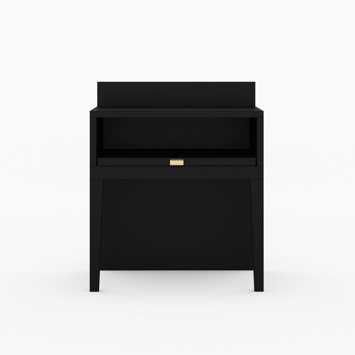 Troy Noir Solid Wood Nightstand with Tapered Legs & Raised Back Panel