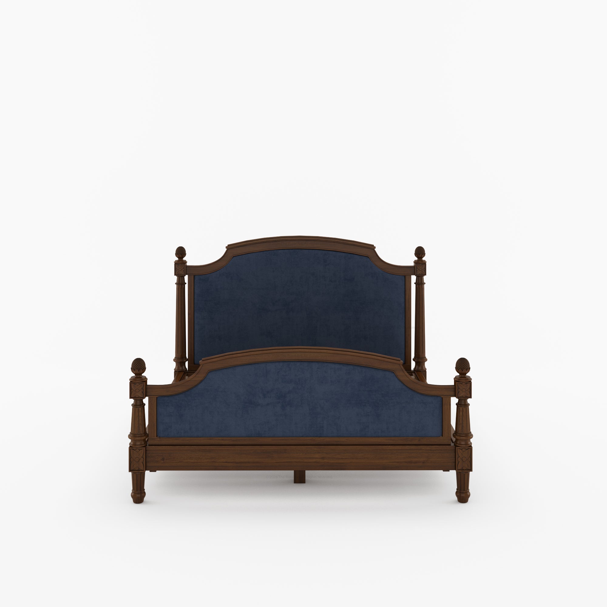 Novato Heritage Solid Wood Bed with Upholstered Headboard & Footboard