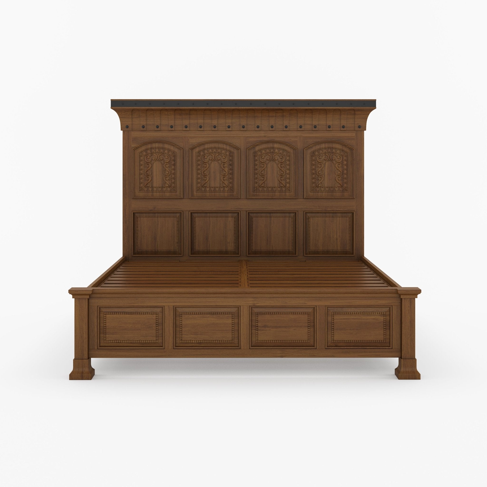 Prescott Grand Heritage Solid Wood Bedroom Set with Hand-Carved Bed & 2 Nightstands