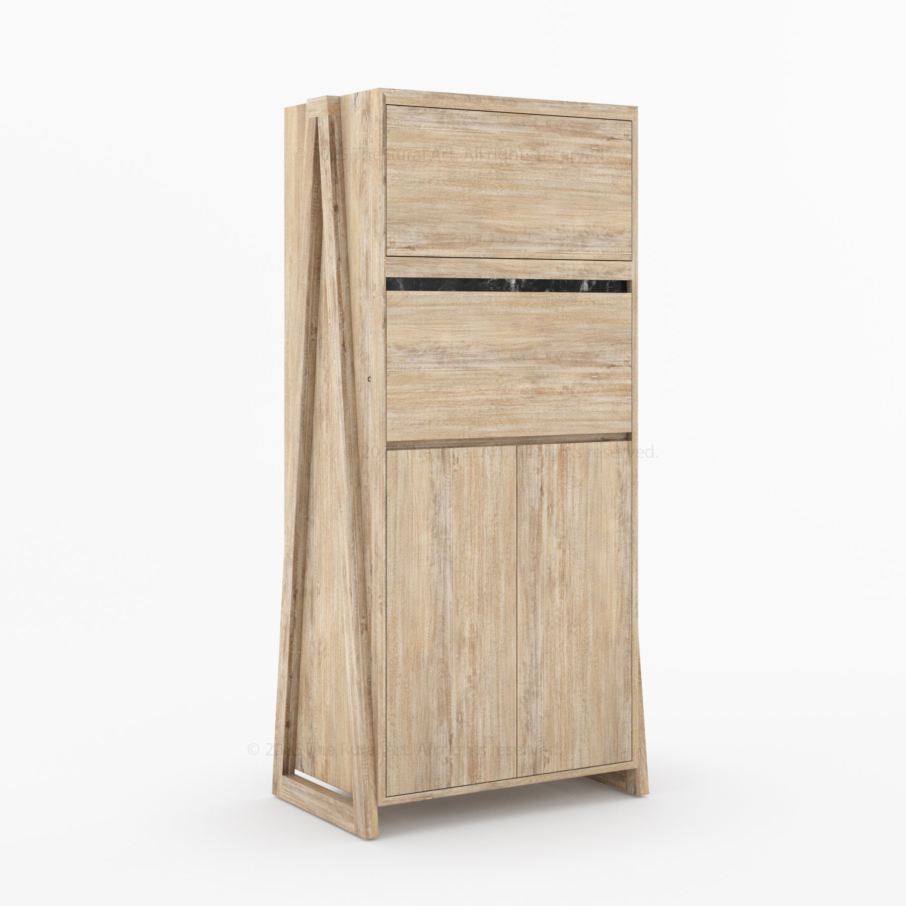 Beckley Solid Wood Revolving Wine Bar Cabinet