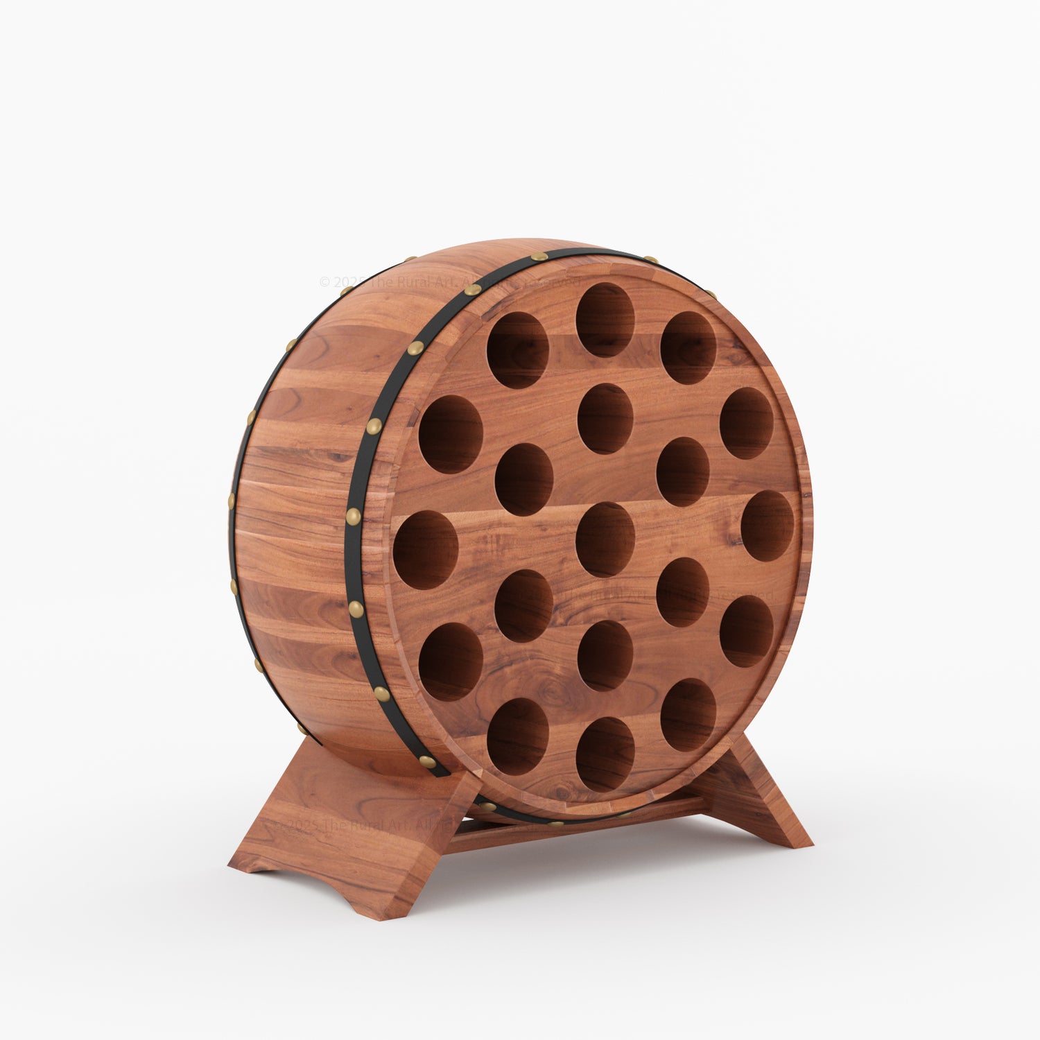 Portland Barrel Style Solid Wood Wine Rack 19 Bottle Holder