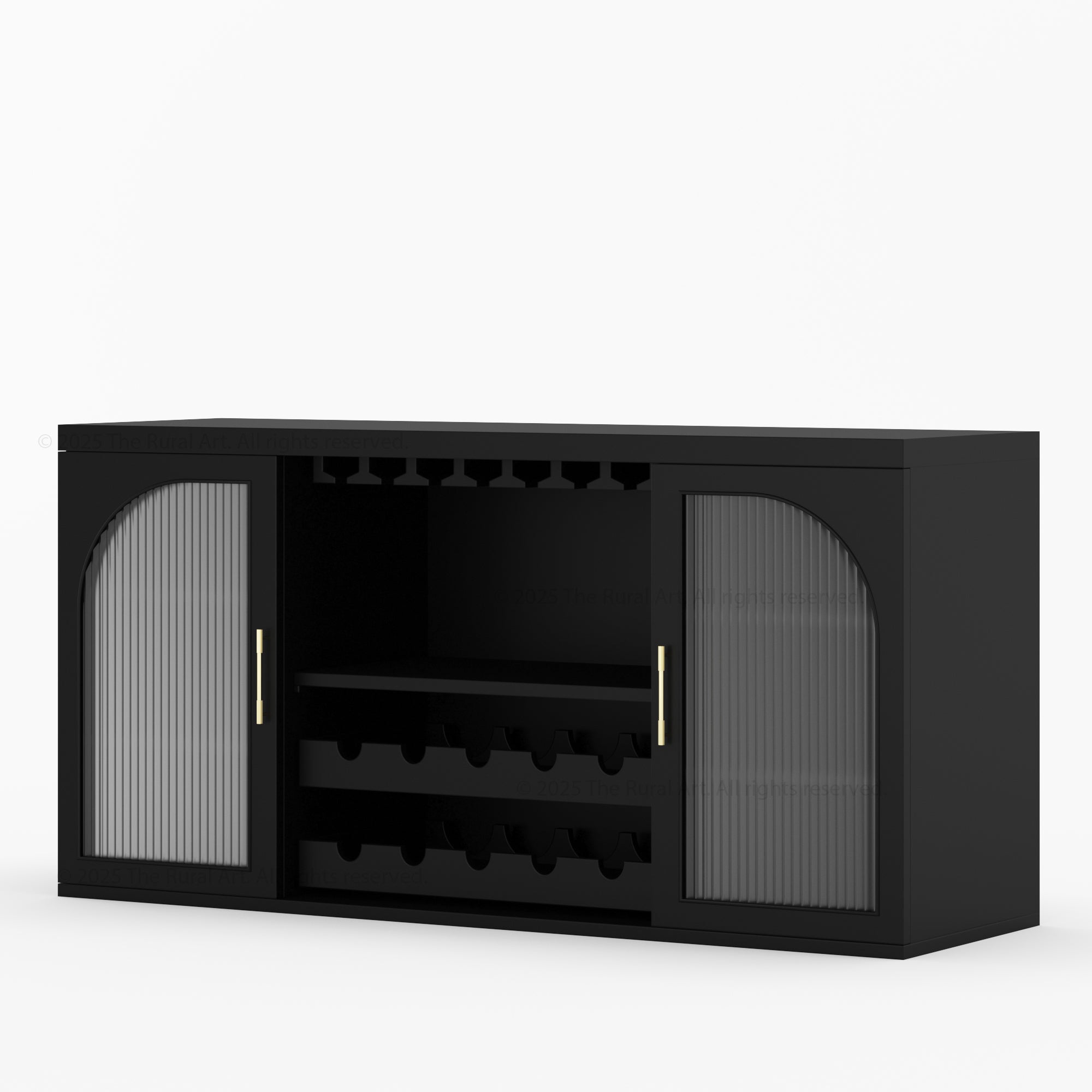 Shelbyville Arched Fluted-Glass Wine Bar Cabinet