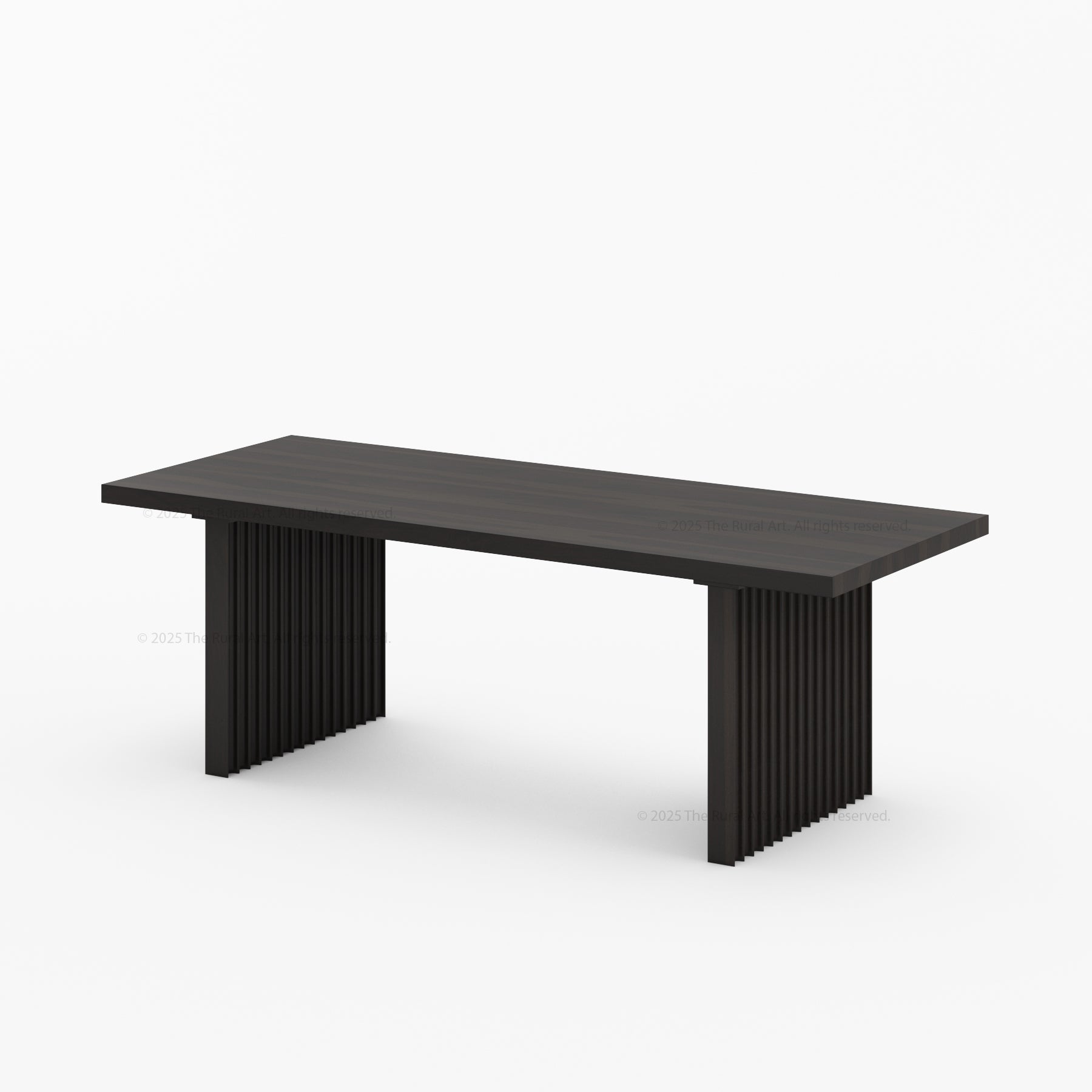 Montecito Noir Dining Table Solid Wood with Fluted Pedestal Legs